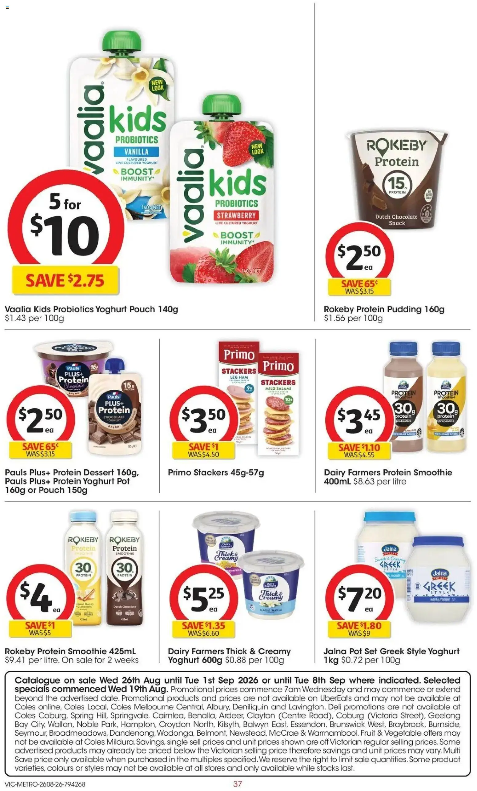 ﻿Coles catalogue valid from 26/08/2026 > Online Australia | Page: 37 | Products: Yoghurt, Ham, Dessert, Protein dessert