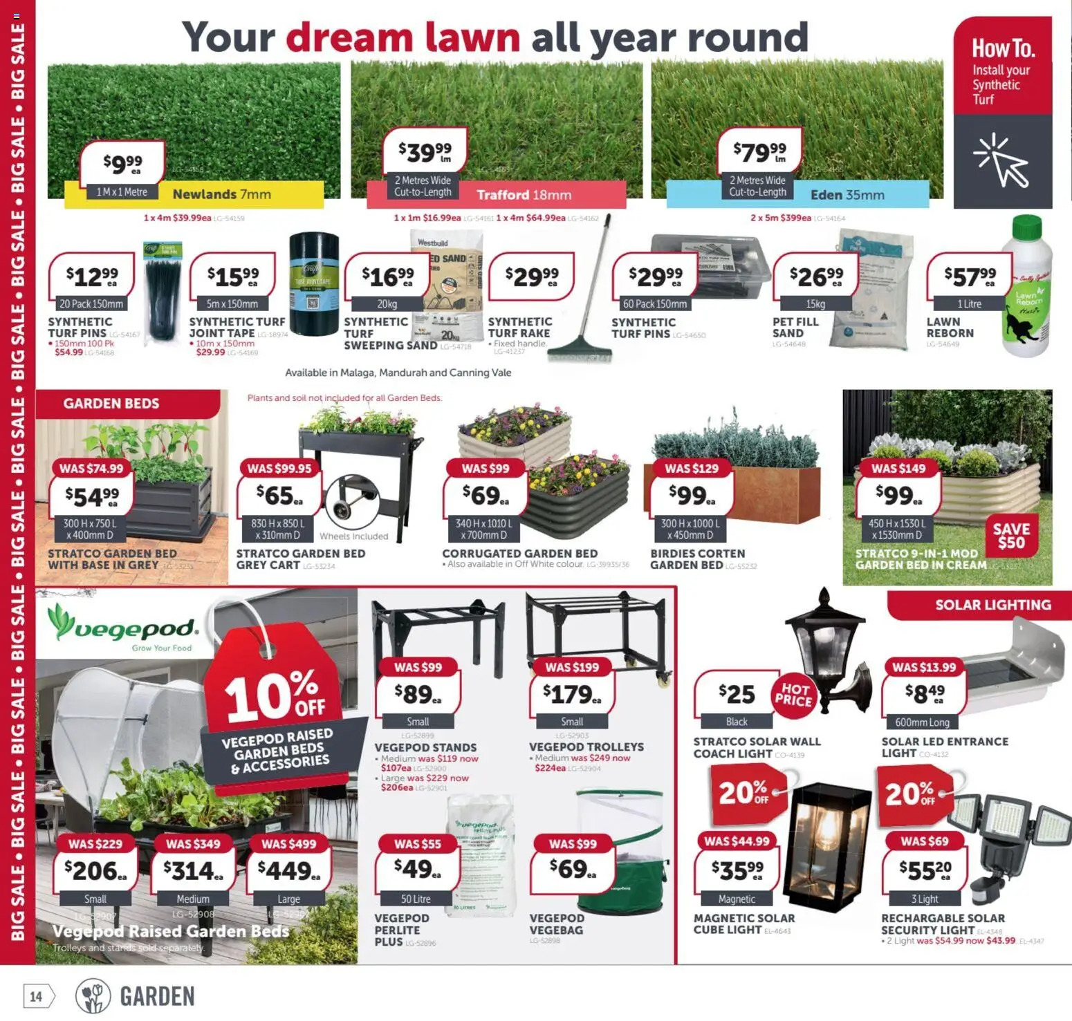 Stratco catalogue - valid from 06.03.2026 | Page: 14 | Products: Light, Solar lighting, Turf, Bed