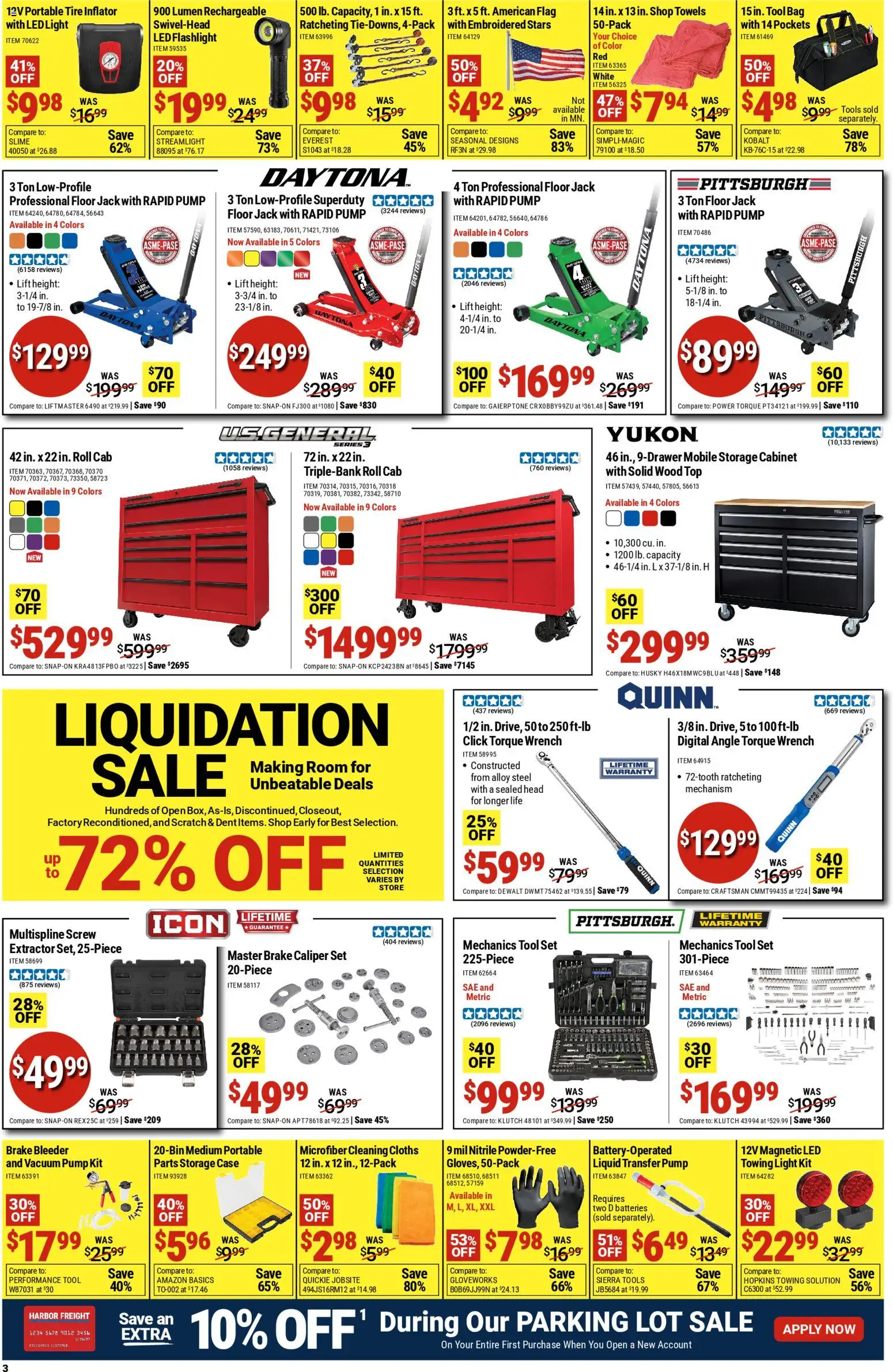 Harbor Freight Weekly Ad - valid from 02.03.2026 | Page: 3 | Products: Pump, Tire, Brake Caliper, Case