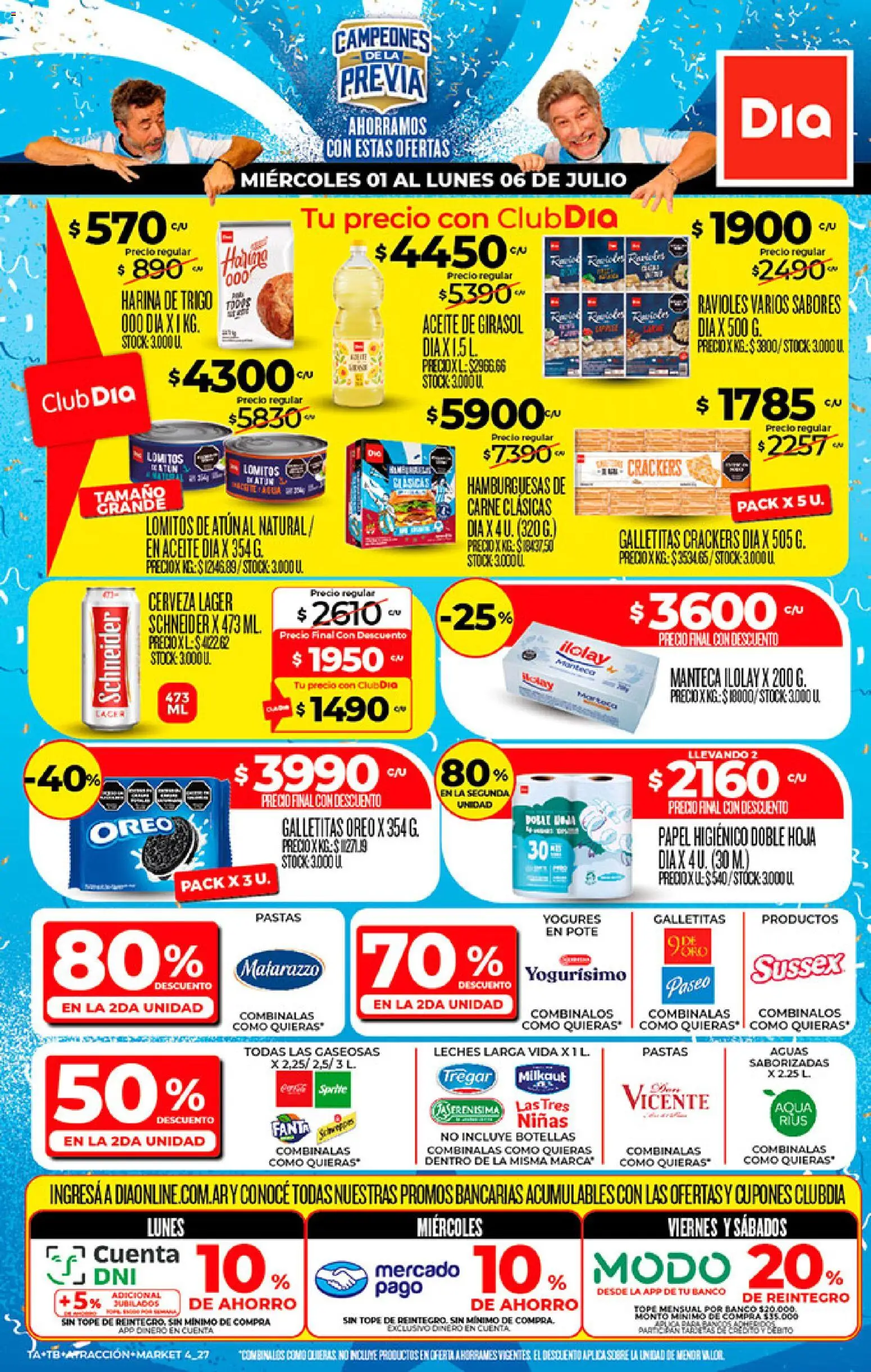 Supermercado DIA Ofertas │ válido desde el 01/07/2026 | Página: 1 | Productos: Galletitas, Harina, Atún, Pan