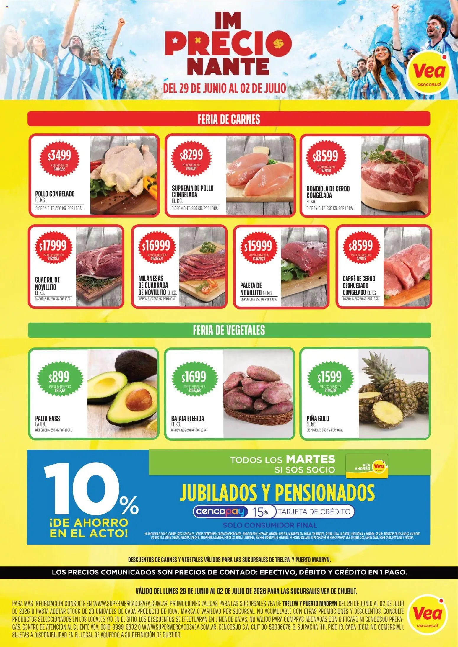Vea - Volante semanal FERIA DE CARNES │ válido desde el 29/06/2026 | Página: 1 | Productos: Pollo, Batata, Paleta, Piña