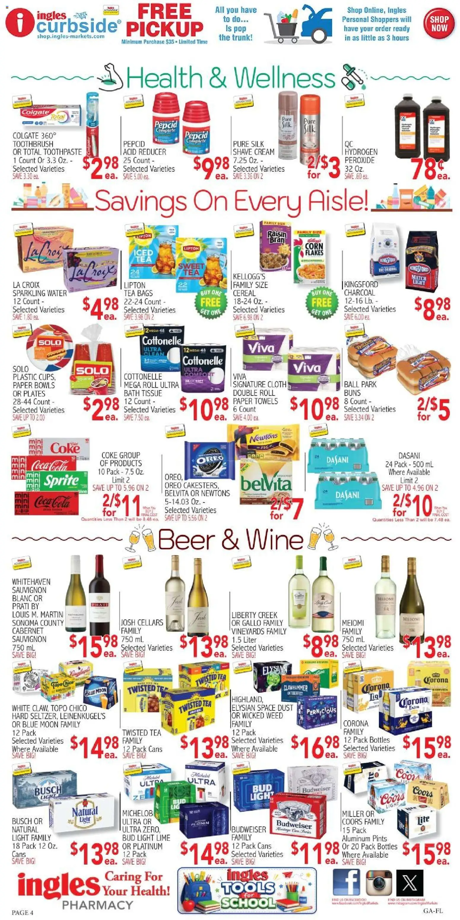 Ingles Weekly Ad - valid from 09/02/2026 | Page: 4 | Products: Corona Extra, Oreo, Lime, Paper towels