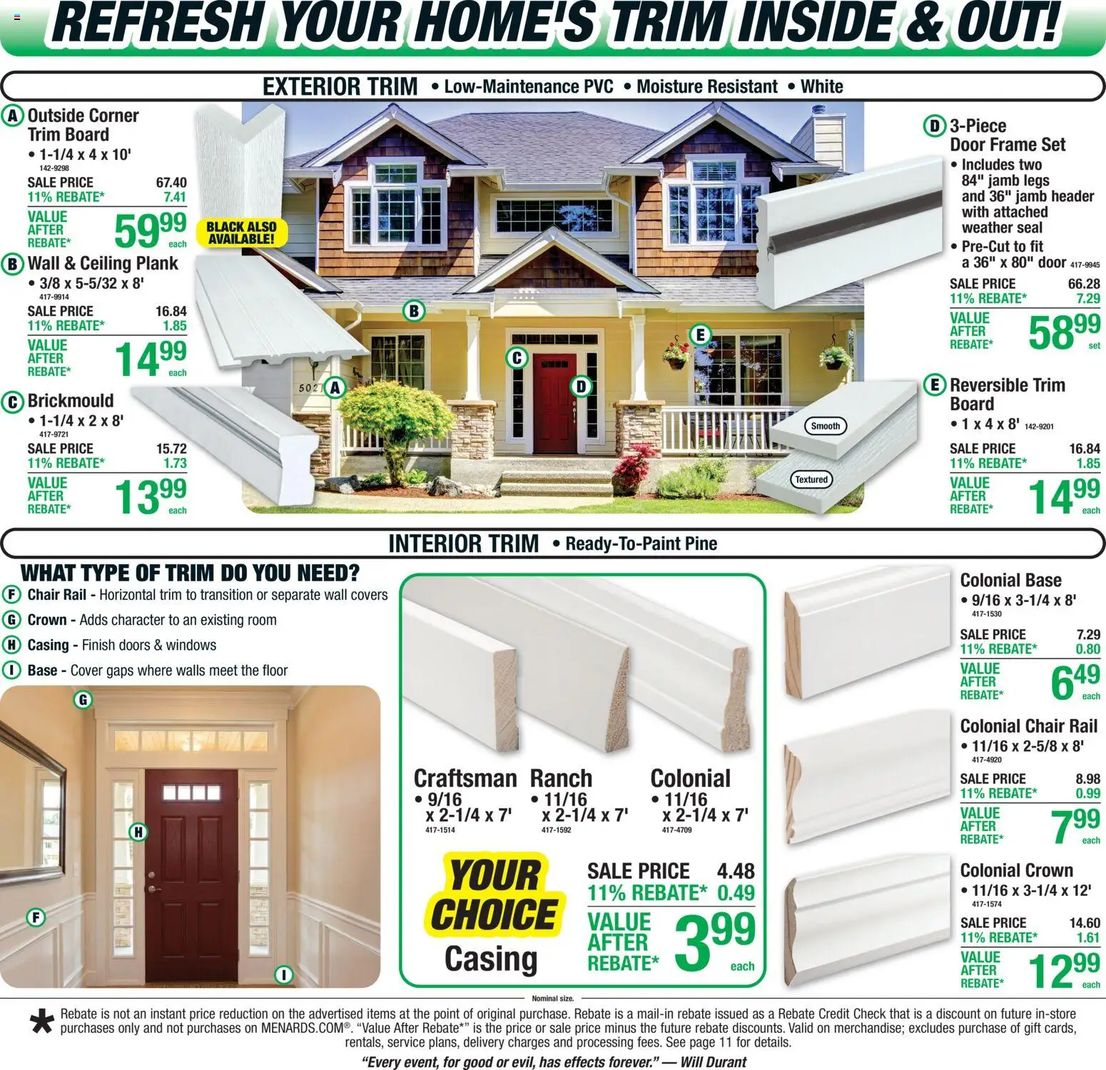 Menards Weekly Ad - valid from 07/30/2026 | Page: 13 | Products: Chair, Trim, Doors