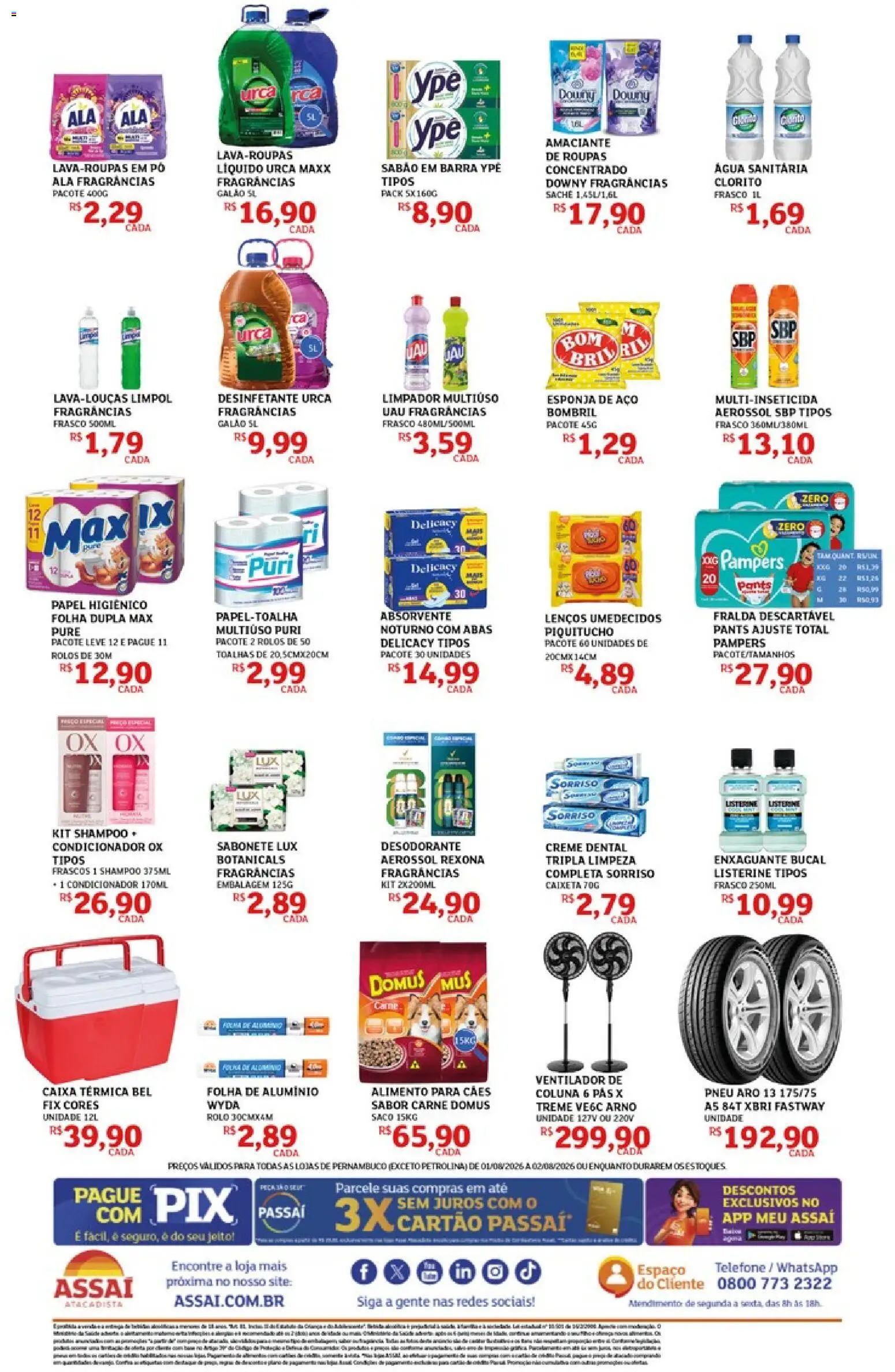 Assaí Atacadista Folheto - válido de 01/08/2026 | Página: 4 | Produtos: Roupas, Creme, Rexona, Papel higiênico