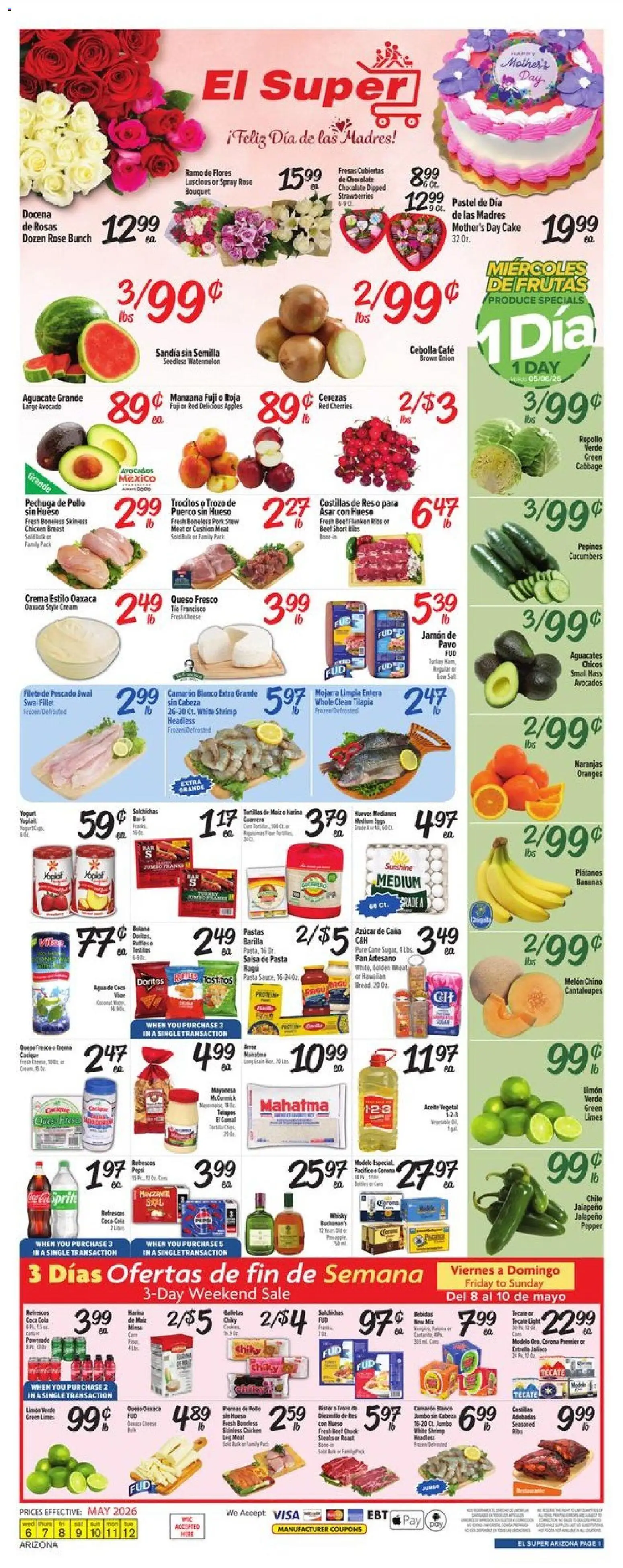 El Super Weekly Ad - AK - valid from 06.05.2026 | Page: 1 | Products: Pasta, Avocado, Pepper, Onion