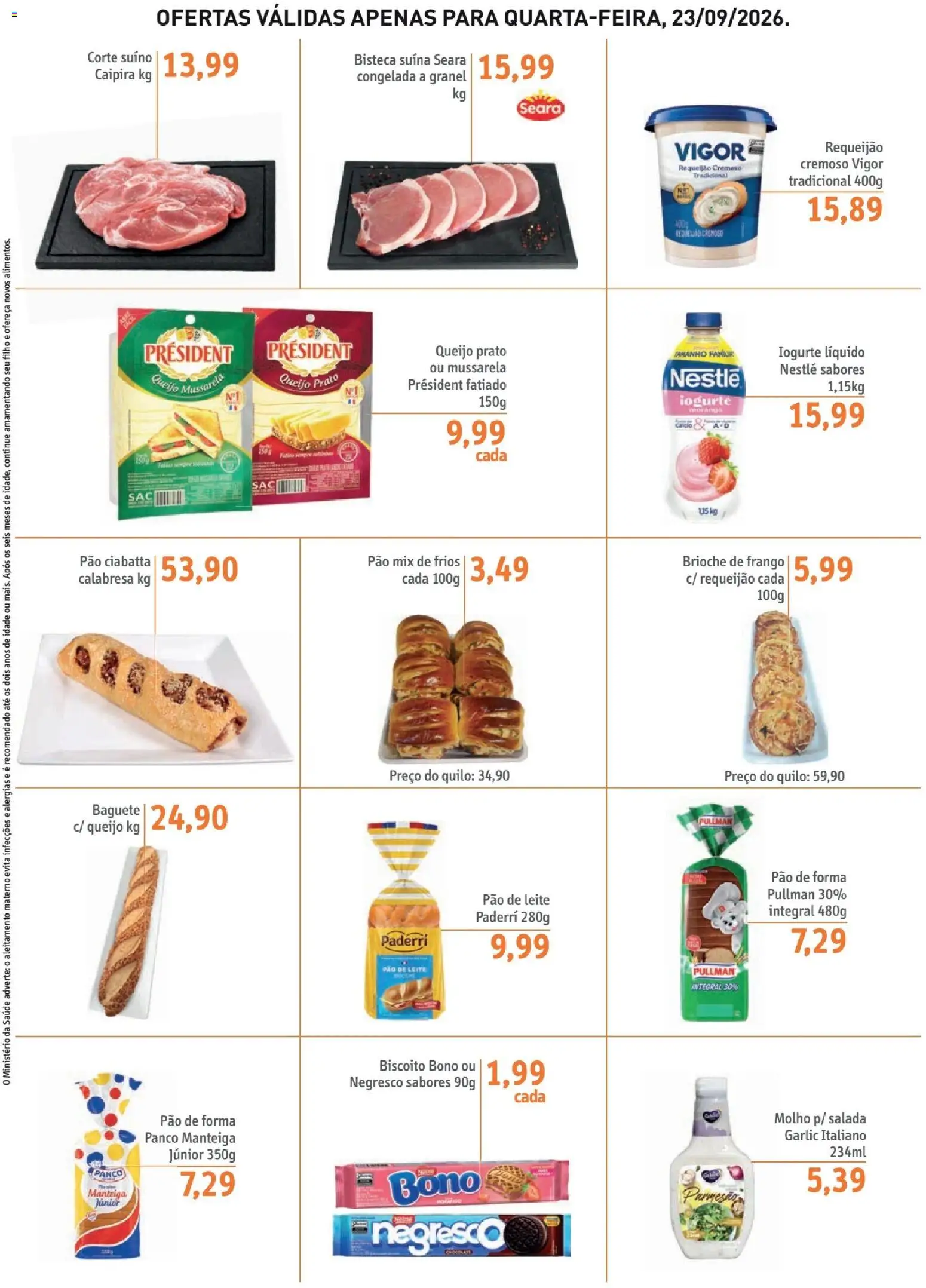 Sonda Folheto - válido de 23/09/2026 | Página: 2 | Produtos: Baguete, Leite, Manteiga, Queijo