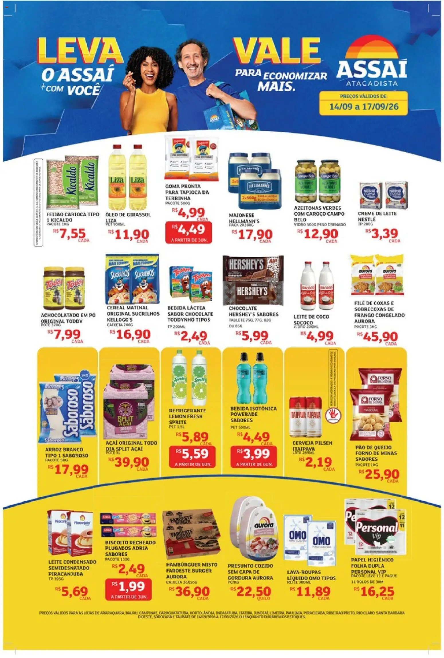 Assaí Atacadista Folheto - válido de 14/09/2026 | Página: 1 | Produtos: Biscoito, Tapioca, Frango, Leite condensado