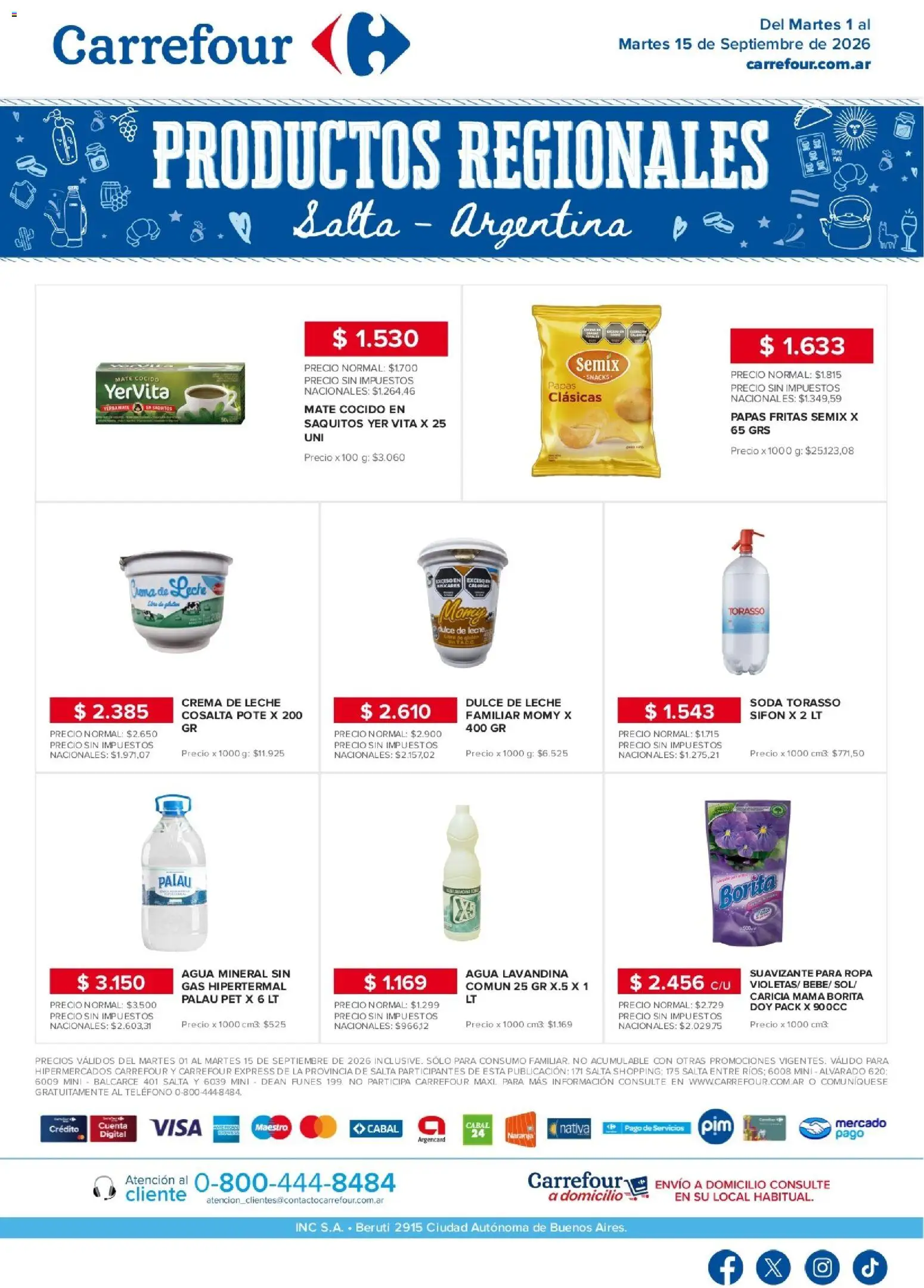 Carrefour - Regionales | Salta │ válido desde el 01/09/2026 | Página: 1 | Productos: Soda, Papas, Agua, Papas fritas
