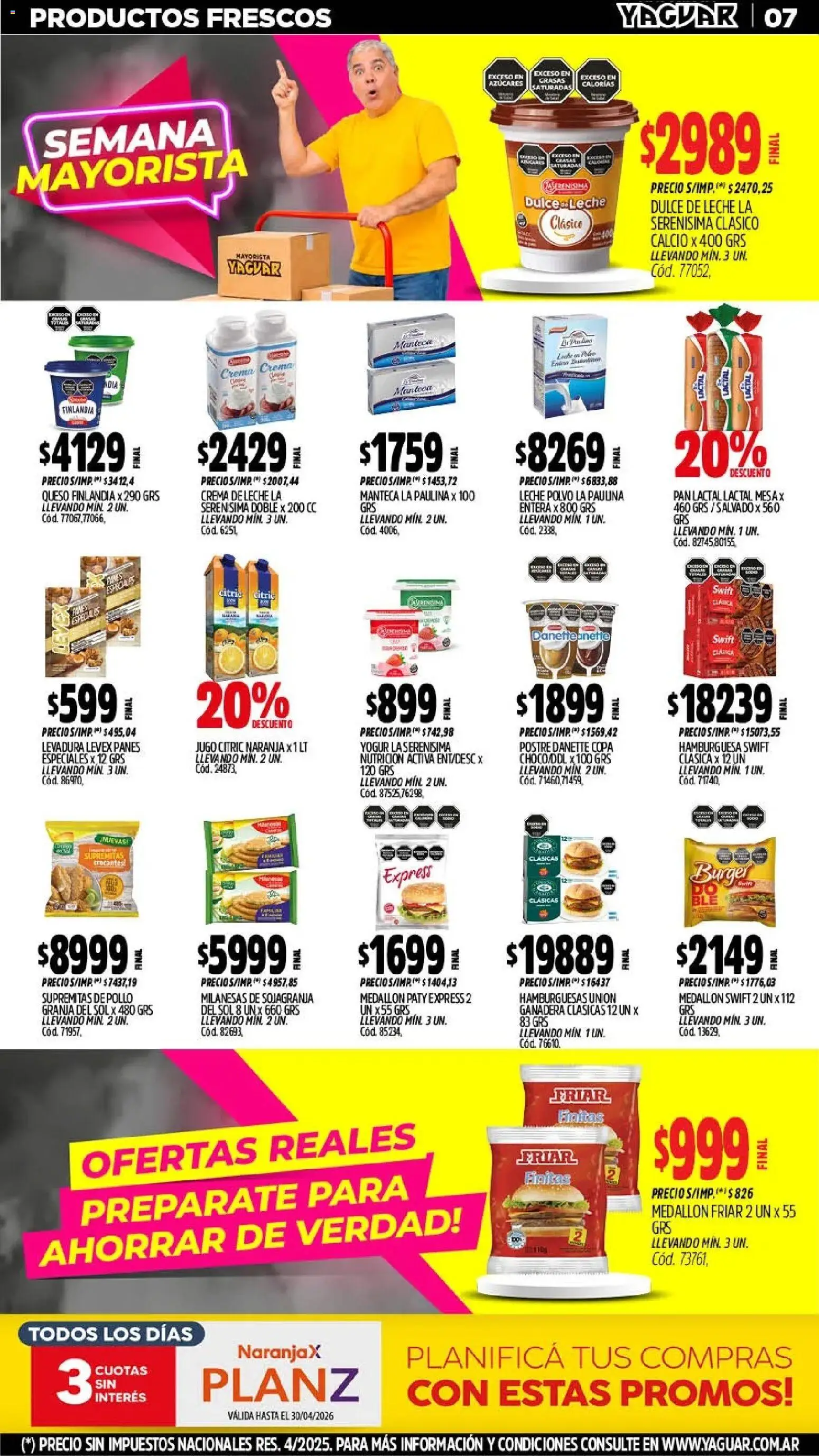 Yaguar - Oferta Semanal General Roca │ válido desde el 18.05.2026 | Página: 7 | Productos: Dulce de leche, Manteca, Queso, Yogur