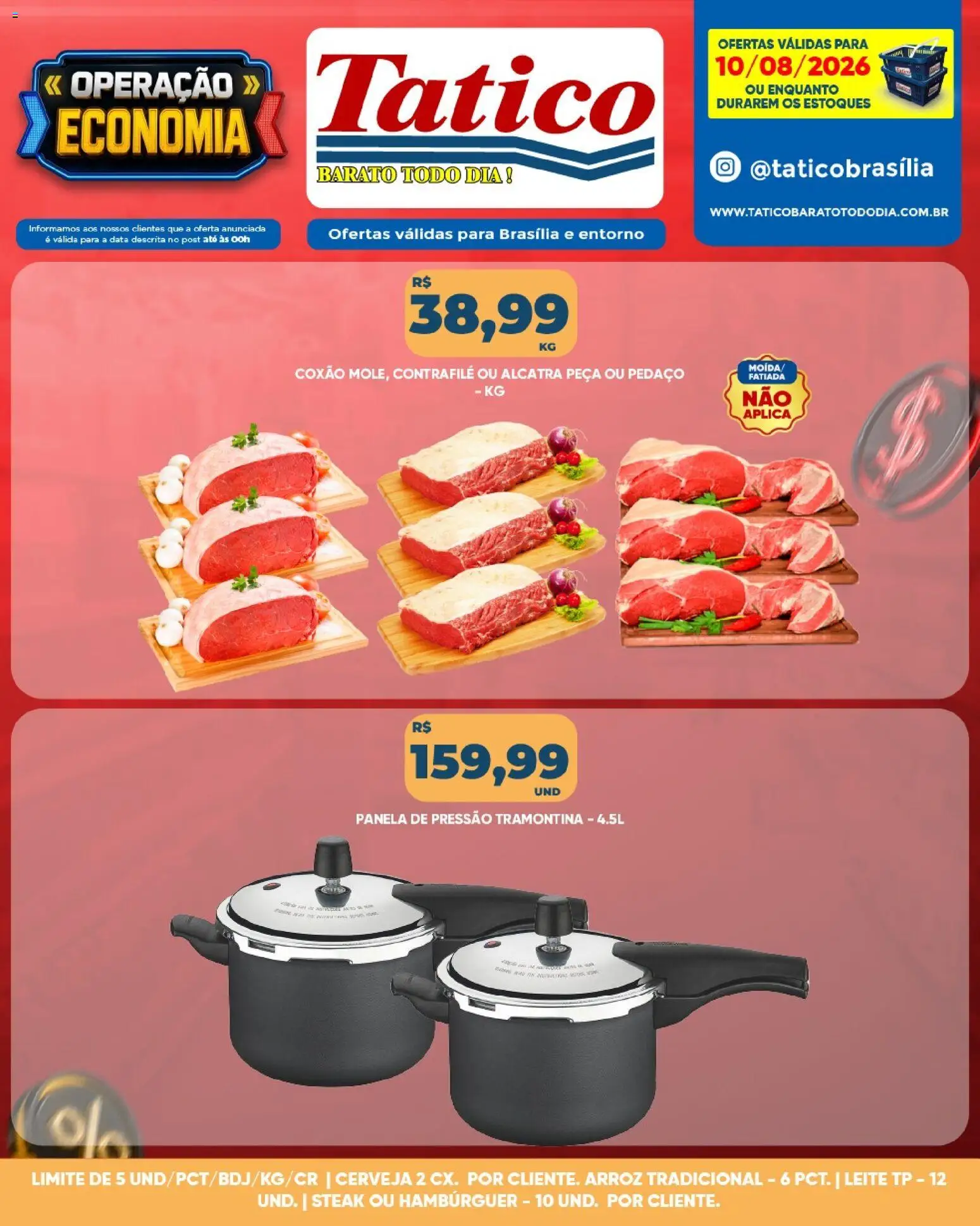 Tatico Folheto - válido de 10/08/2026 | Página: 14 | Produtos: Steak, Panela, Alcatra, Hambúrguer