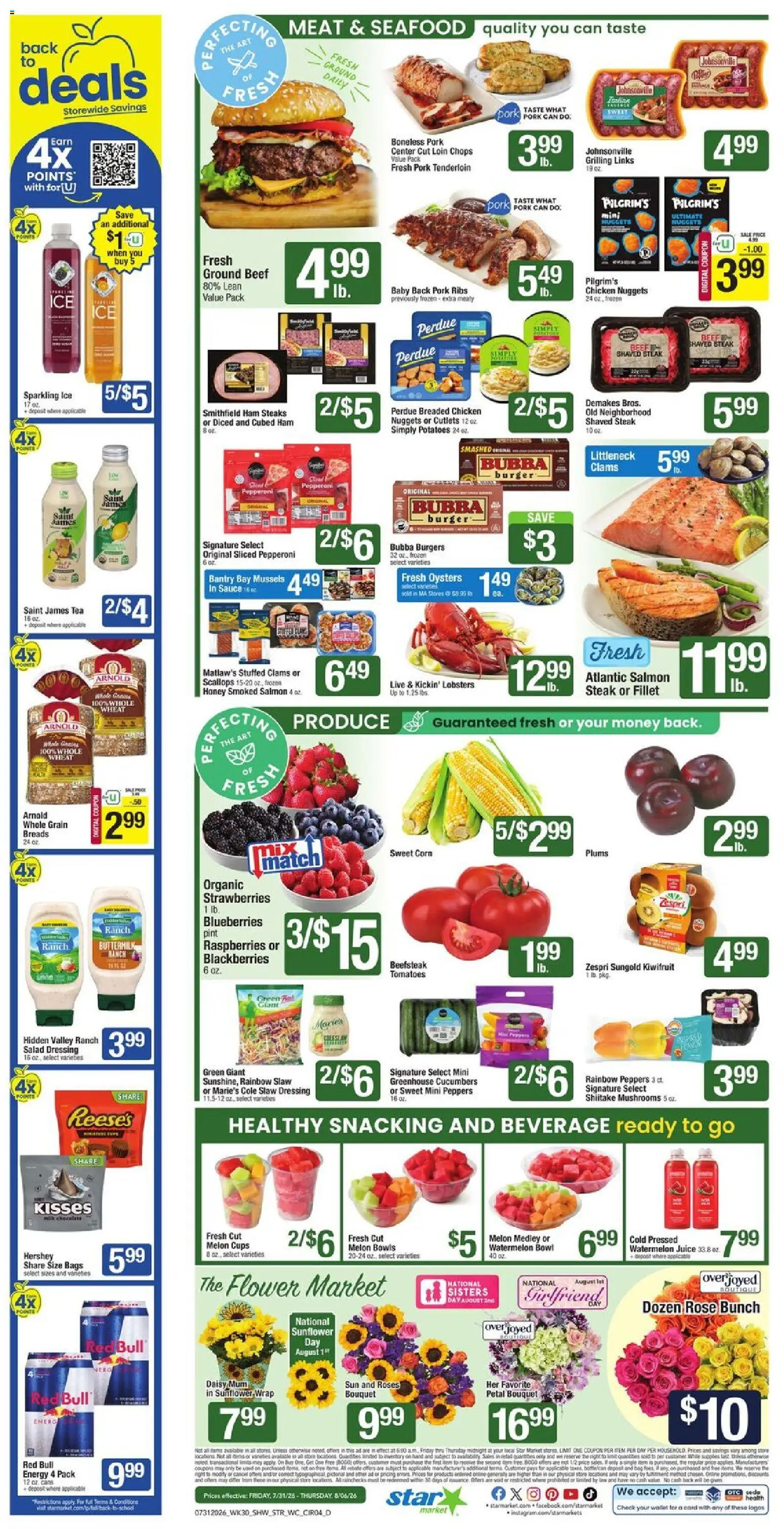 Star Market Weekly Ad - valid from 07/31/2026 | Page: 4 | Products: Chocolate, Sauce, Pork tenderloin, Steak