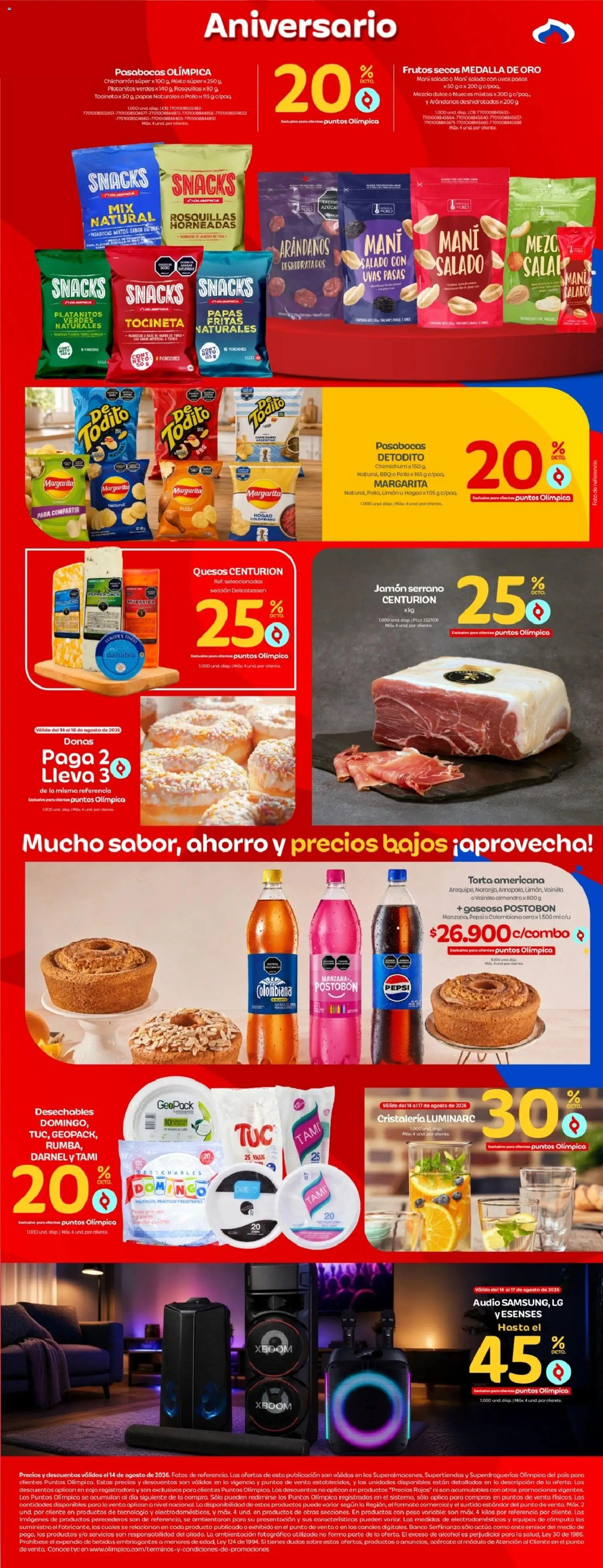 Olímpica revista - valida desde el 14/08/2026 | Página: 2 | Productos: Pollo, Almendra, Gaseosa, Caja