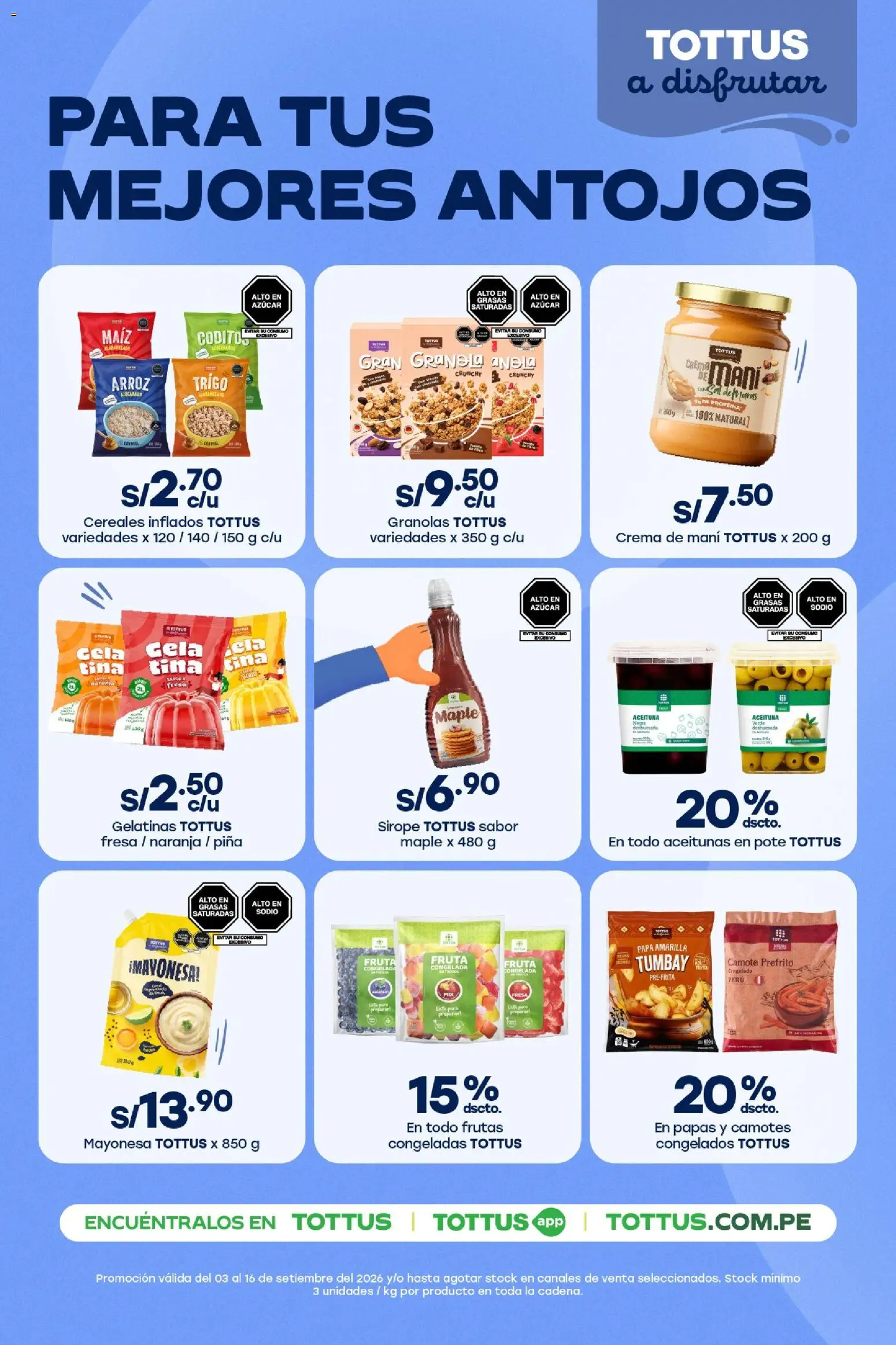 Catálogo Tottus válido desde 03/09/2026 | Página: 13 | Productos: Cereales, Camote, Fruta, Azúcar