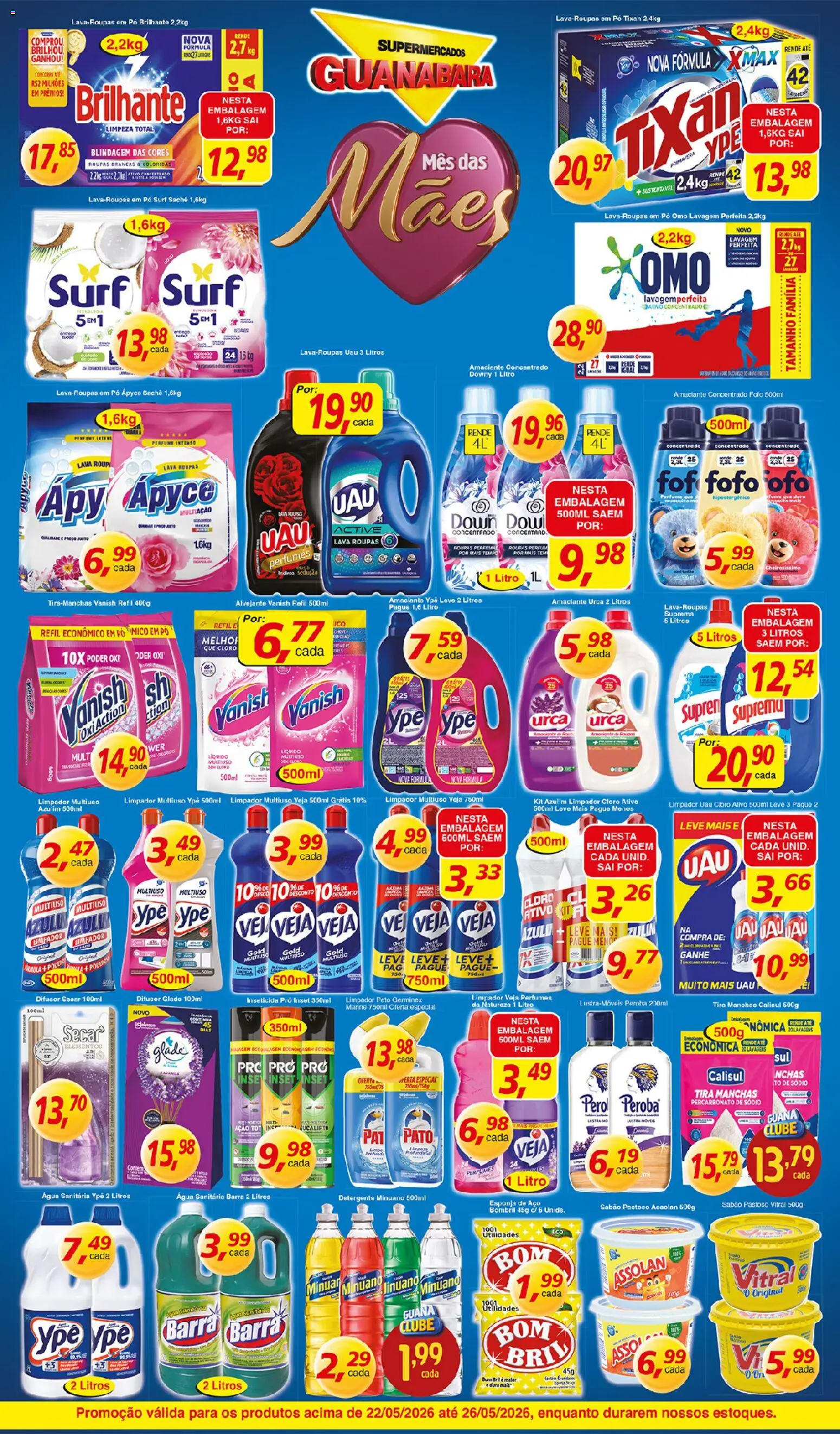 Supermercados Guanabara Folheto - válido de 22.05.2026 | Página: 11 | Produtos: Esponja, Tira manchas, Detergente, Roupas