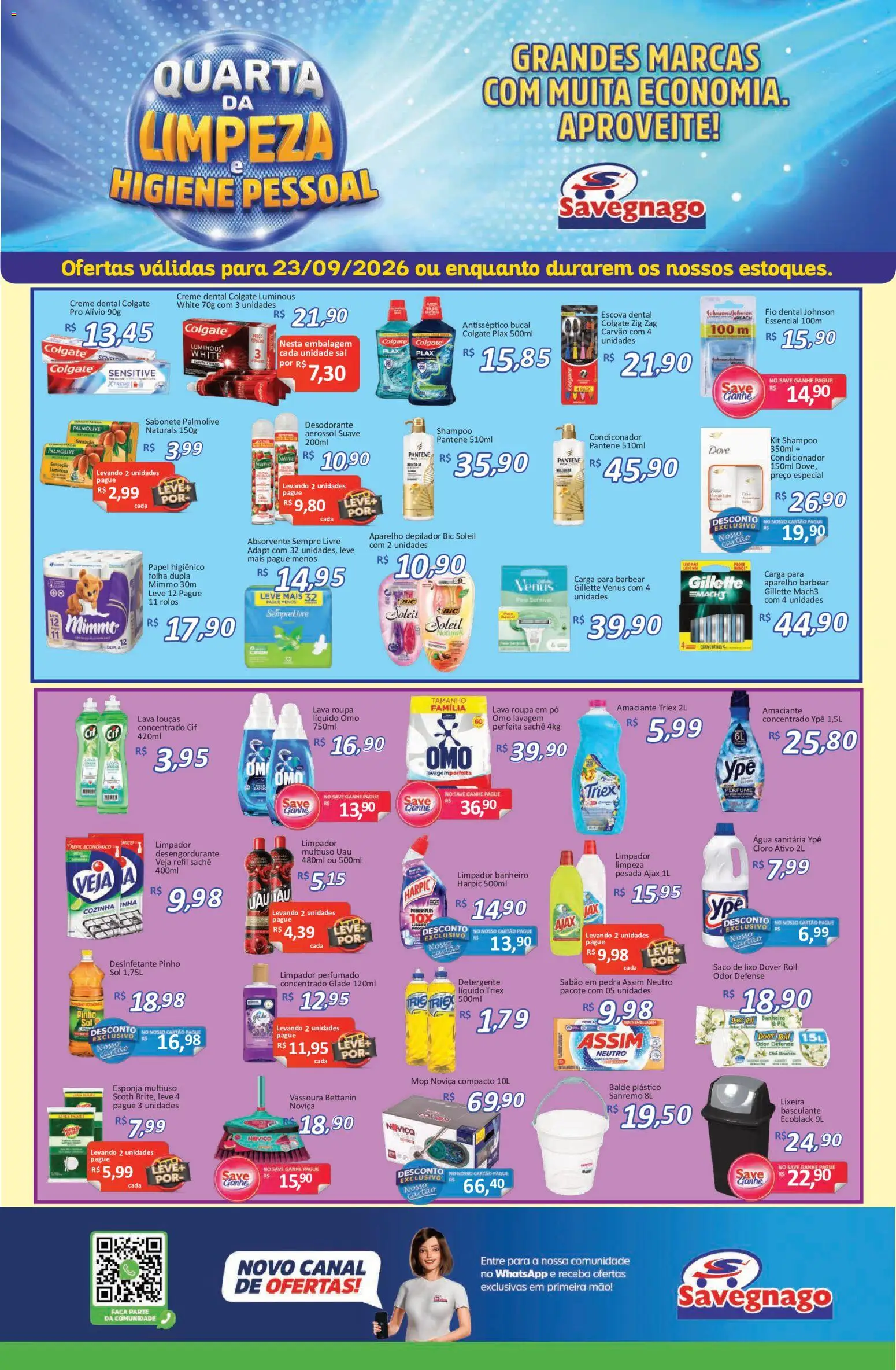 Savegnago Folheto - válido de 23/09/2026 | Página: 1 | Produtos: Detergente, Creme, Dove, Absorvente