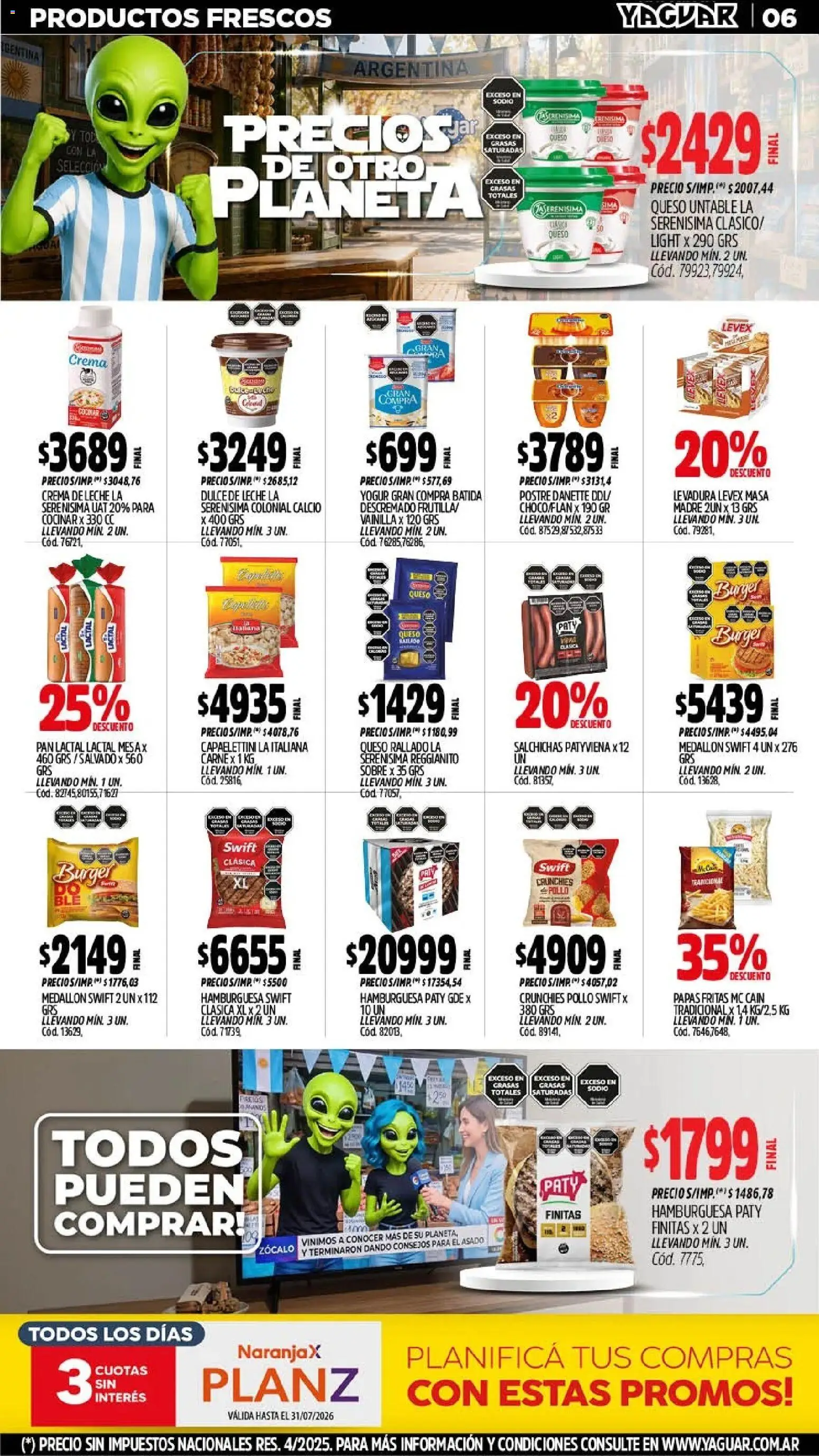 Yaguar - Oferta Semanal San Juan │ válido desde el 06/07/2026 | Página: 8 | Productos: Zocalo, Sobre, Crema de leche, Papas fritas