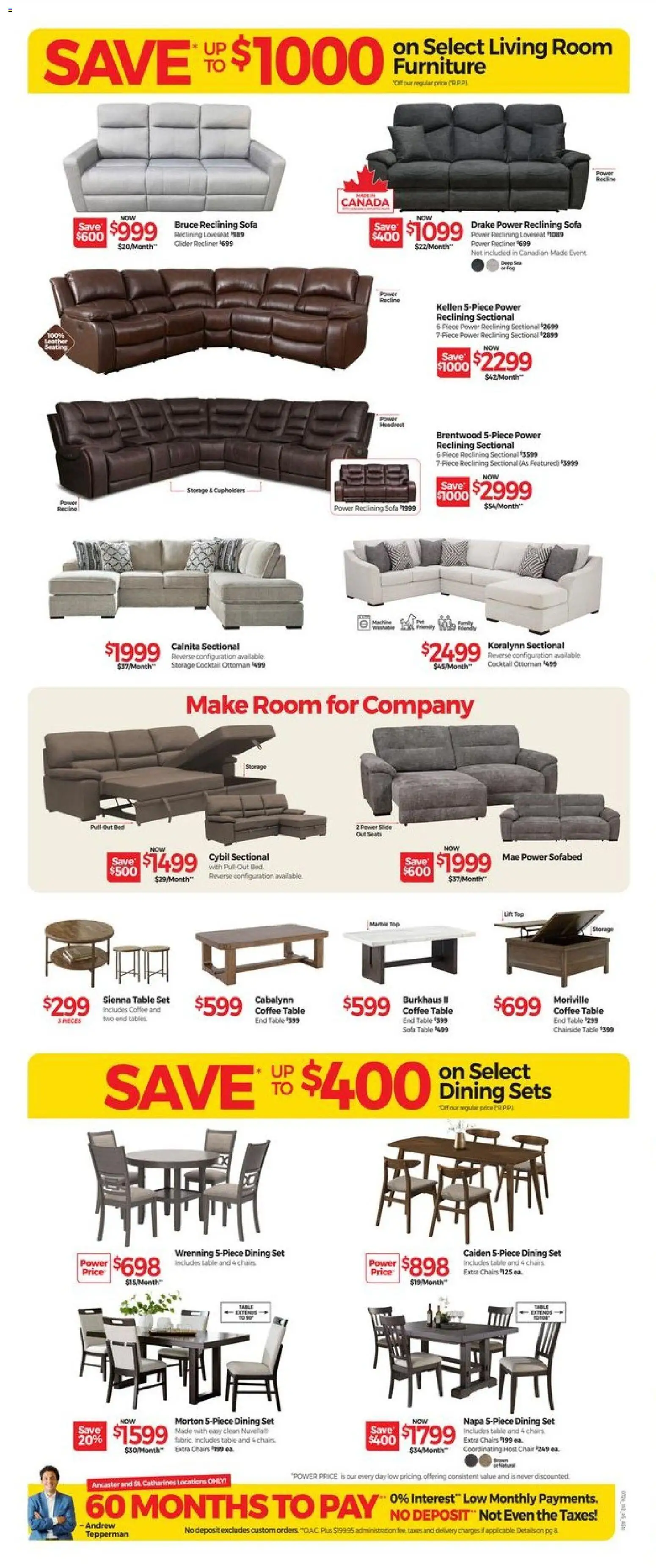 Tepperman's flyer valid from Jul 10, 2026 | Page: 6 | Products: Bed, Sofa, Coffee table, Coffee
