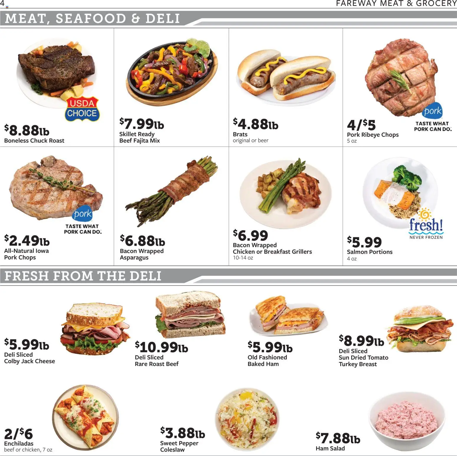 Fareway Weekly Ad - valid from 08.06.2026 | Page: 4 | Products: Asparagus, Ham, Pork, Pepper