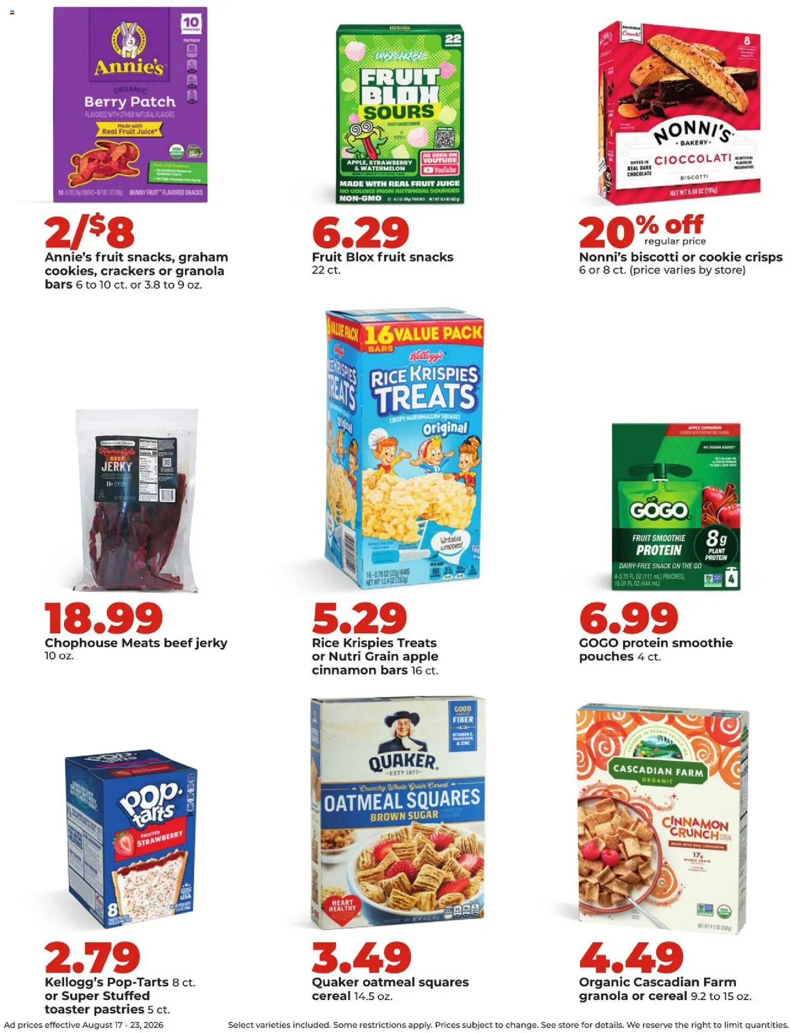 HyVee Weekly Ad - valid from 08/17/2026 | Page: 20 | Products: Crackers, Rice, Fruit, Cereal