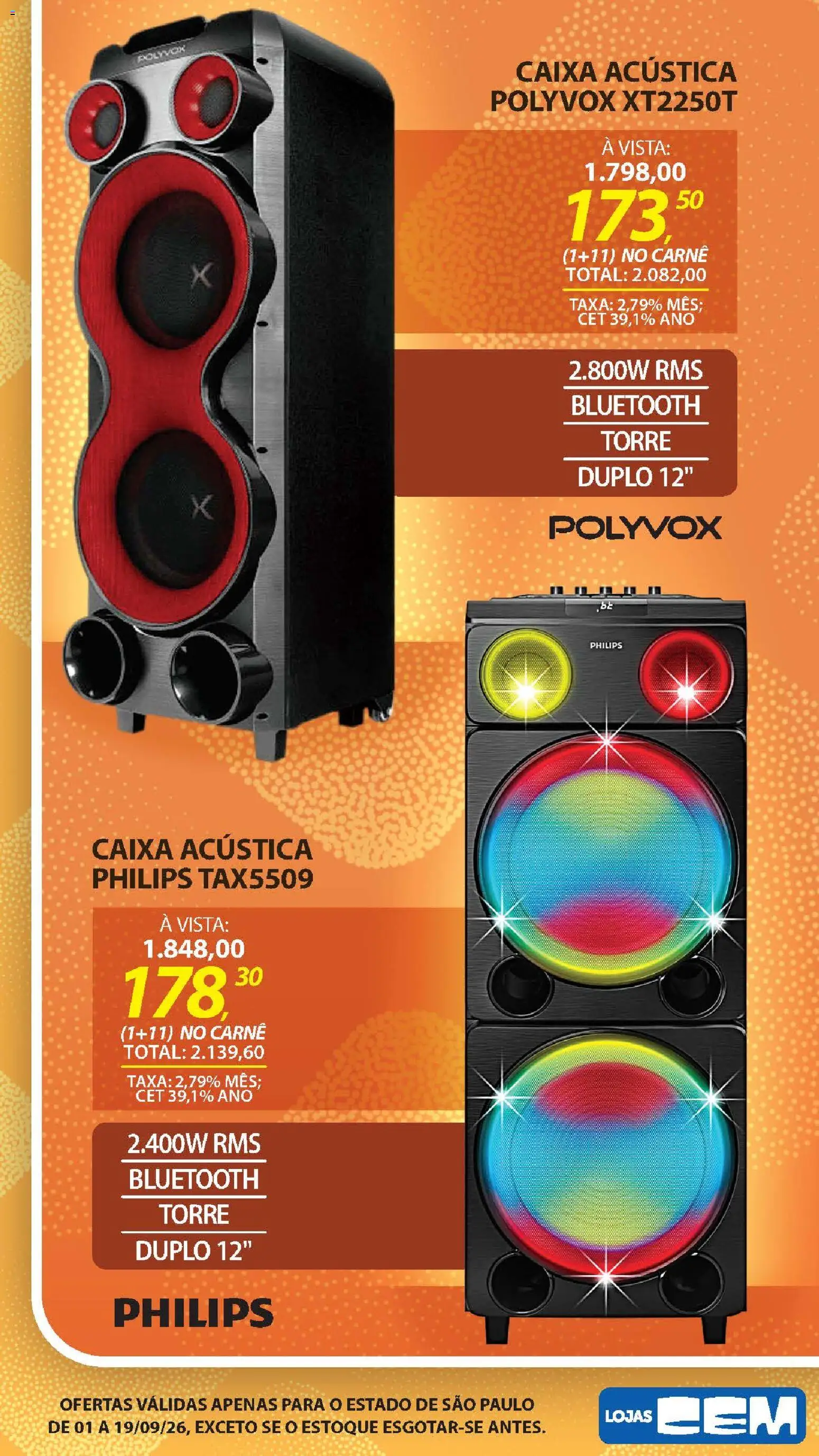 Lojas Cem Folheto - válido de 01/09/2026 | Página: 93 | Produtos: Caixa acústica, Caixa, Carne