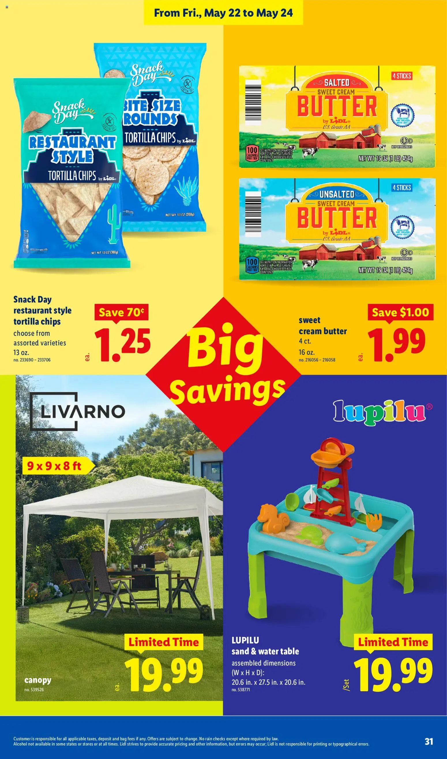 Lidl Weekly Ad - valid from 20.05.2026 | Page: 31 | Products: Table, Butter, Chips, Water