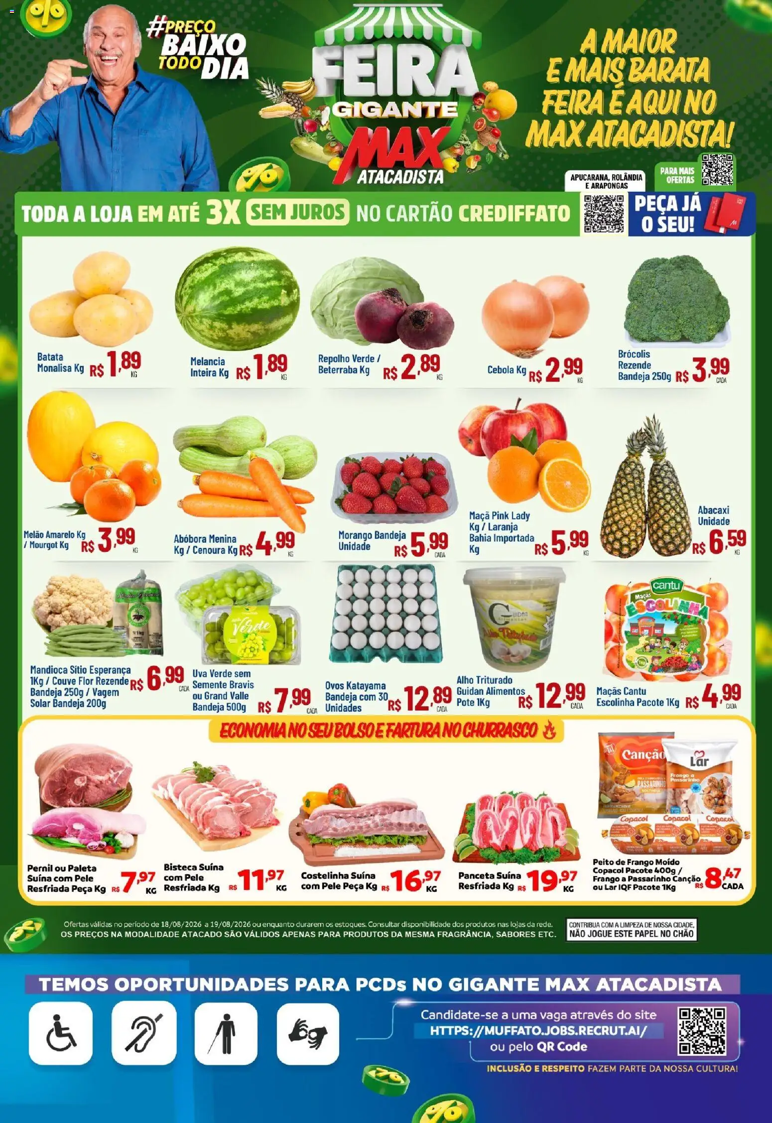 Max Atacadista Folheto - válido de 18/08/2026 | Página: 1 | Produtos: Melão, Baixo, Batata, Couve