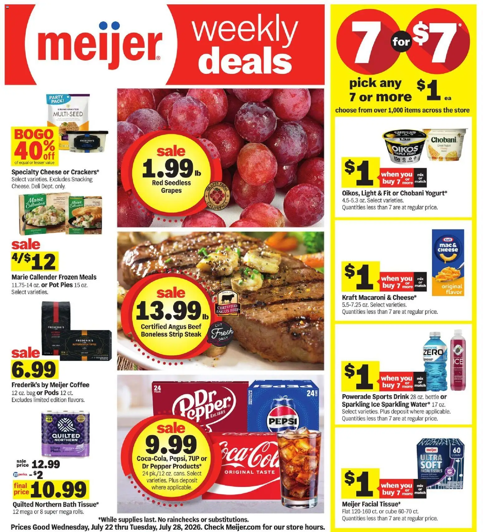 Meijer Weekly Ad - valid from 07/22/2026 | Page: 1 | Products: Bath, Pepper, Grapes, Bag