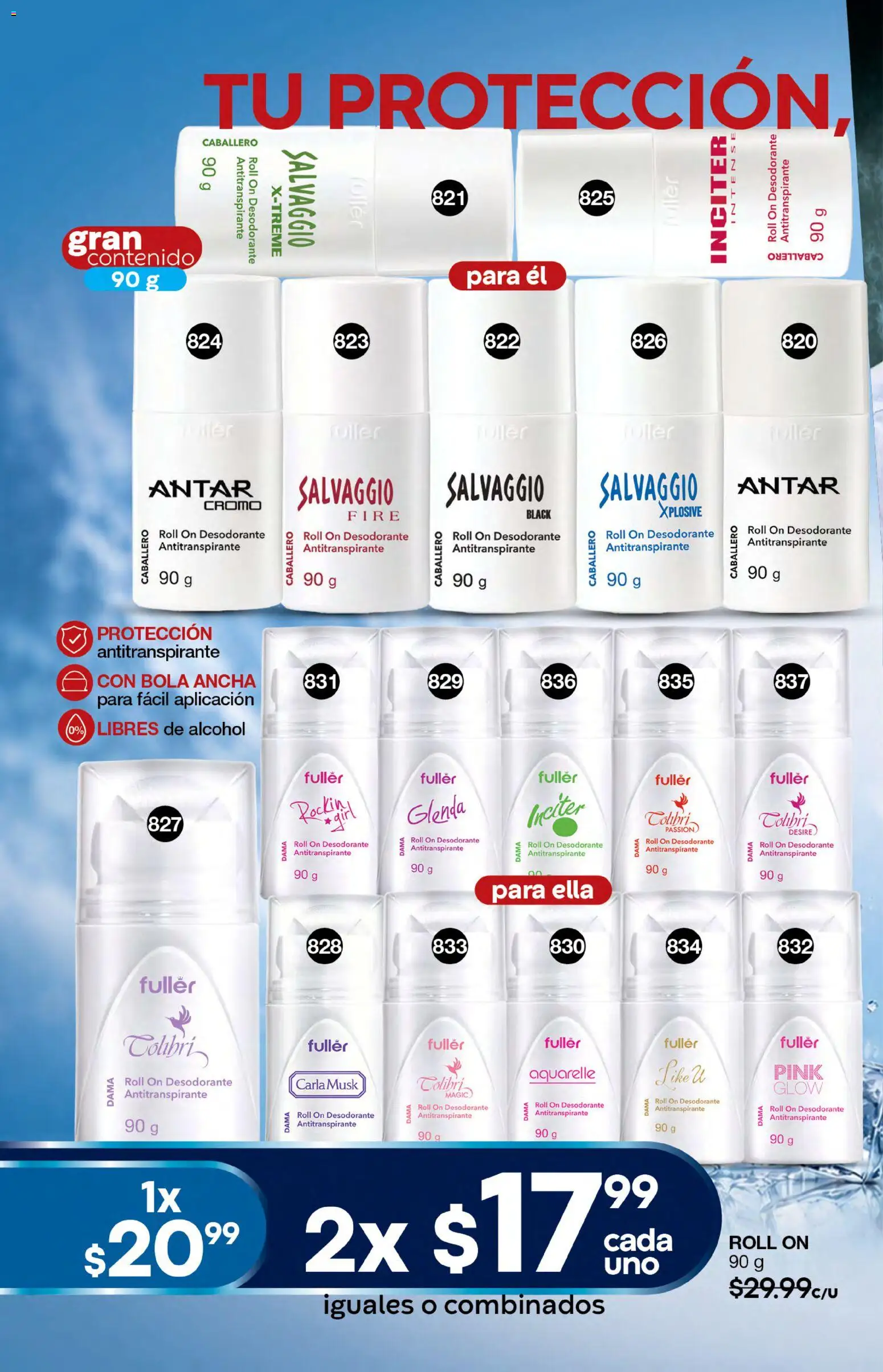 Nuevas ofertas de Fuller válidas en toda la República Mexicana desde el 05/08/2026. ¡Encuentra las mejores ofertas en Fuller campaña 9 2026! | Página: 52 | Productos: Desodorante, Antitranspirante, Alcohol