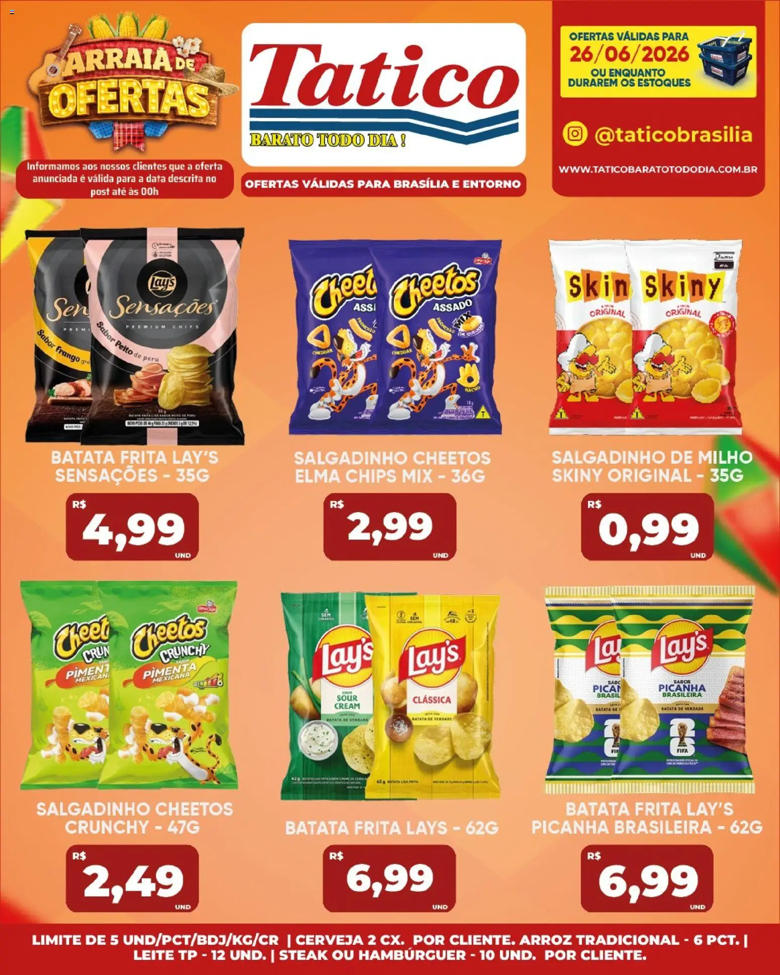 Tatico Folheto - válido de 26/06/2026 | Página: 18 | Produtos: Leite, Peito de peru, Cheddar, Frango