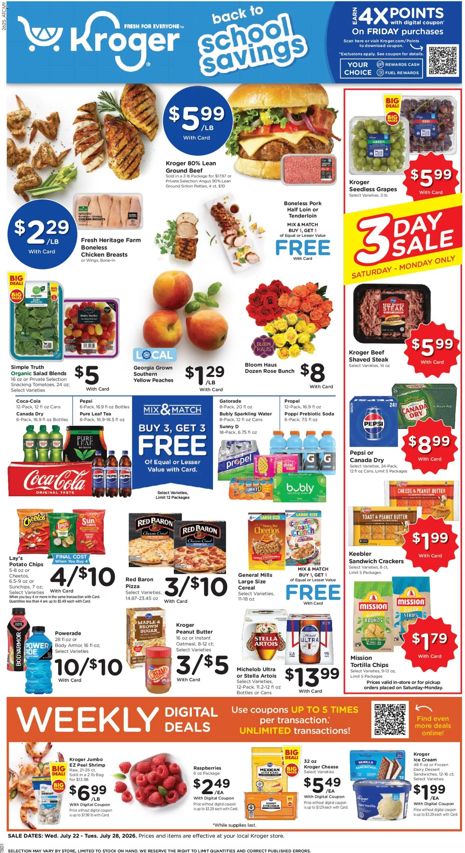 Kroger Weekly Ad - valid from 07/22/2026 | Page: 1 | Products: Tea, Cream, Ice cream, Salad