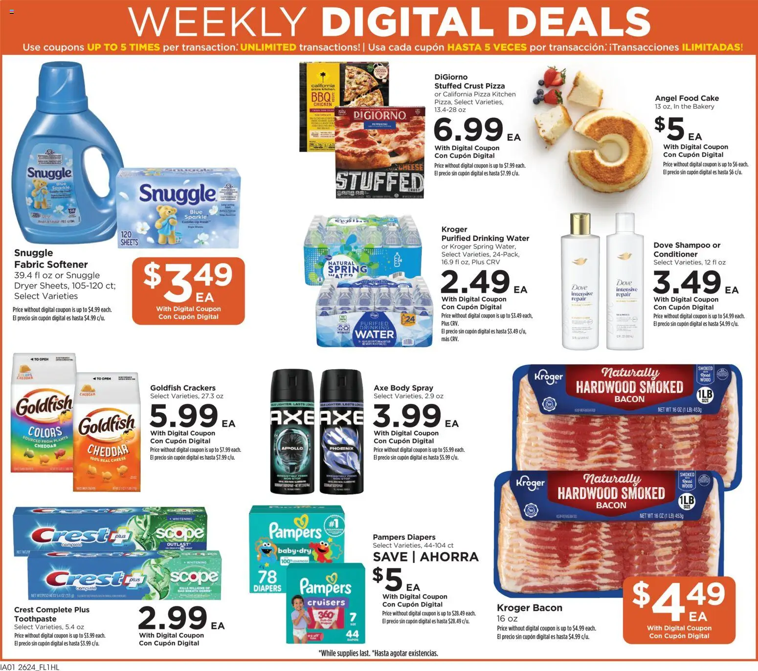 Food 4 Less Weekly Ad - valid from 07/15/2026 | Page: 3 | Products: Shampoo, Cheese, Fabric softener, Angel Food Cake