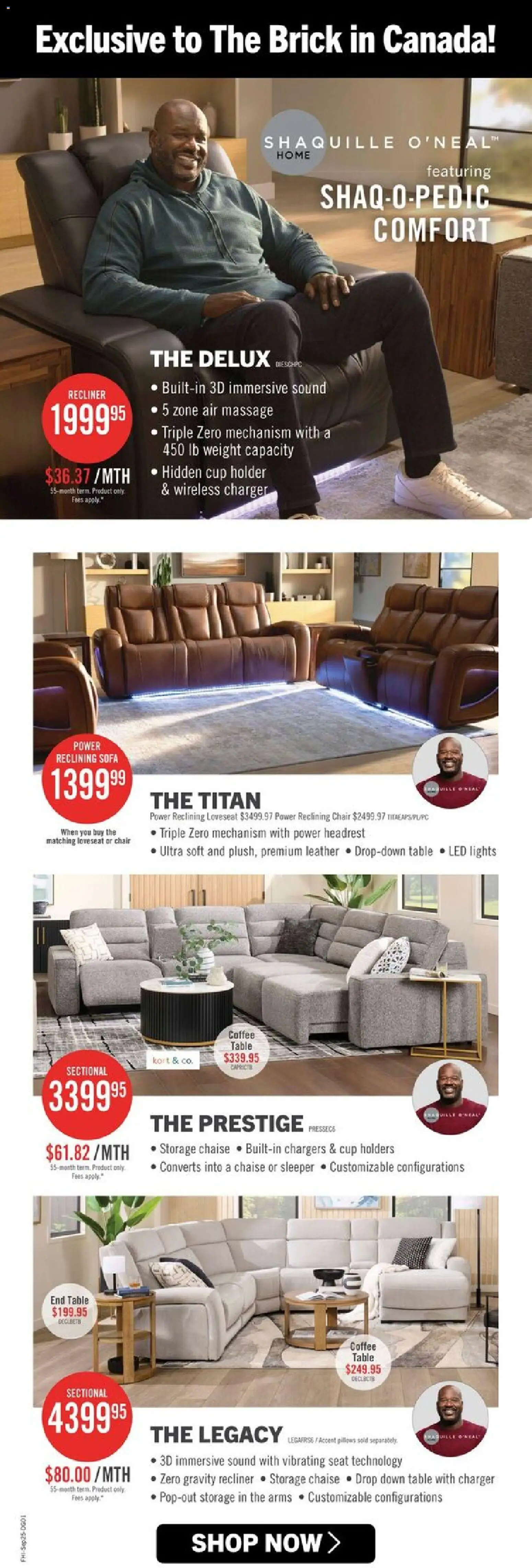 The Brick flyer valid from Sep 25, 2026 | Page: 4 | Products: Sofa, Table, Chair, Coffee