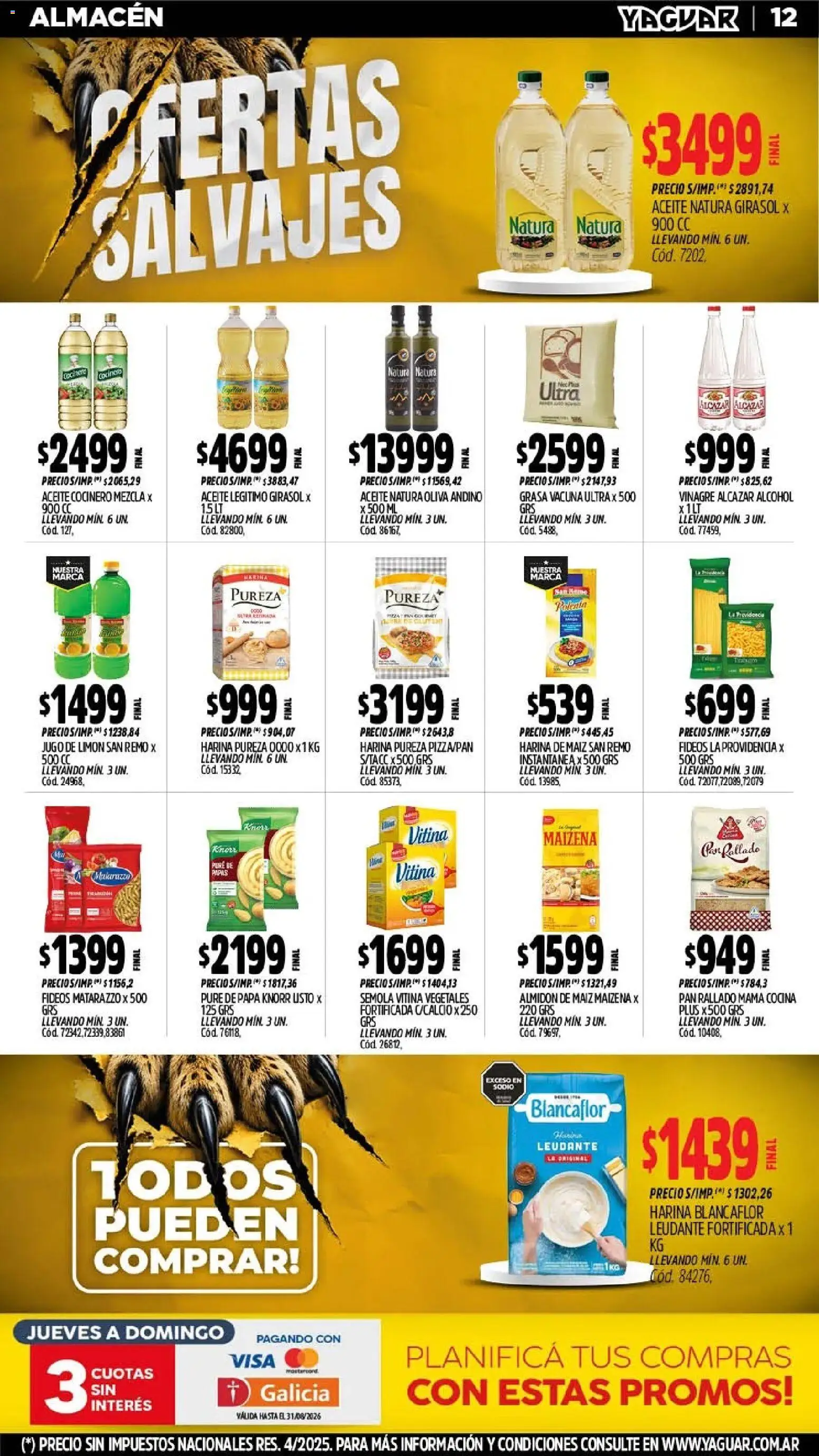 Yaguar - Oferta Semanal Mar del Plata │ válido desde el 10/08/2026 | Página: 13 | Productos: Jugo de limón, Aceite, Maiz, Papas