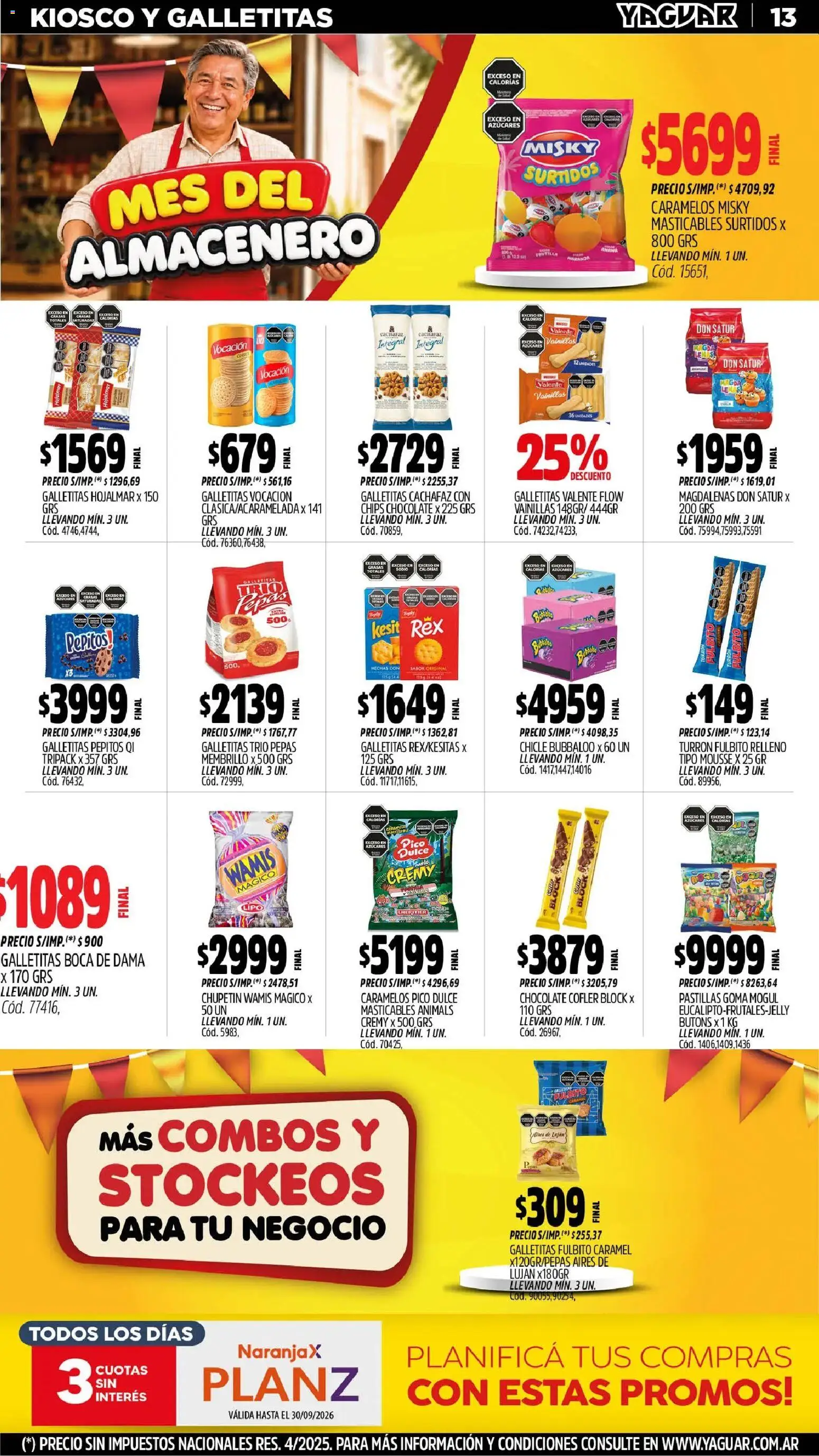 Yaguar - Oferta Semanal Neuquen │ válido desde el 31/08/2026 | Página: 13 | Productos: Pico, Galletitas, Chocolate, Chicle