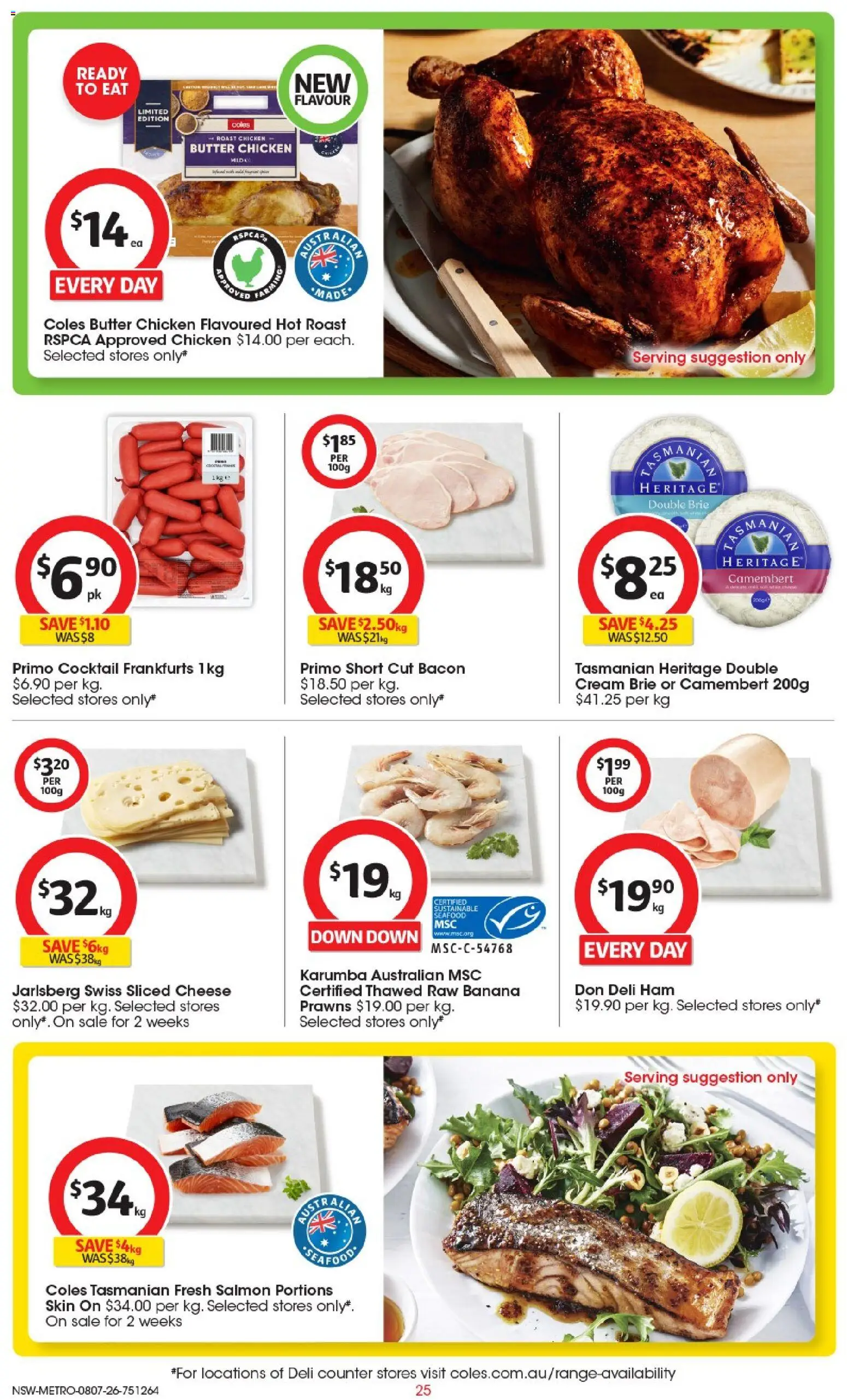 Coles catalogue - valid from 08/07/2026 | Page: 25 | Products: Bacon, Cheese, Ham, Chicken