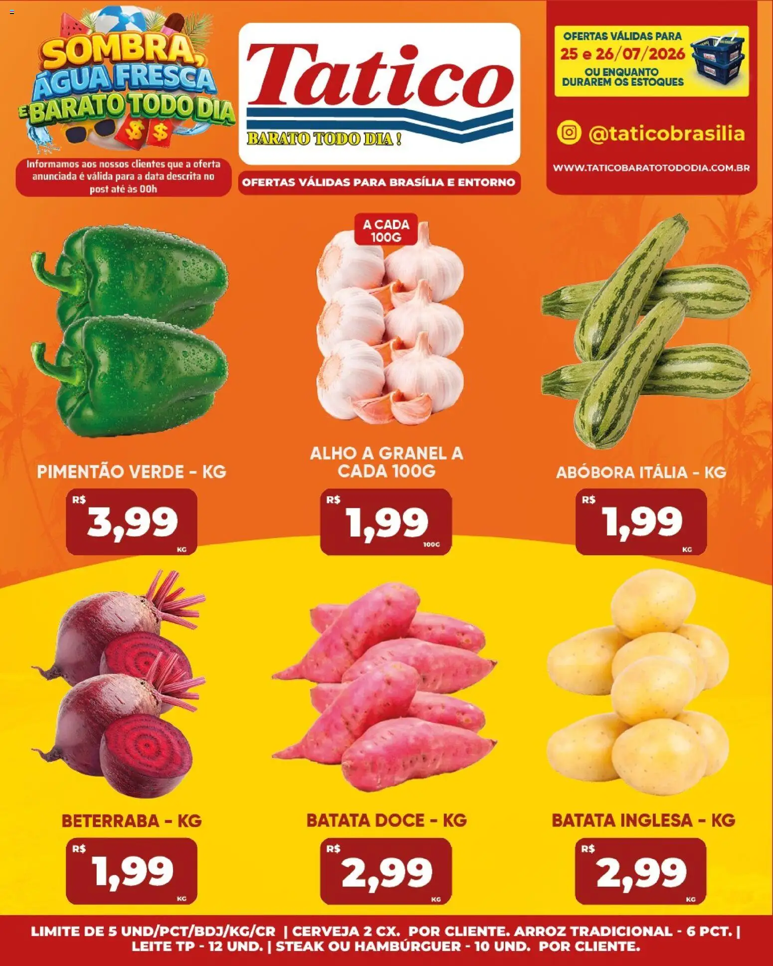 Tatico Folheto - válido de 25/07/2026 | Página: 20 | Produtos: Beterraba, Pimentão, Cerveja, Batata