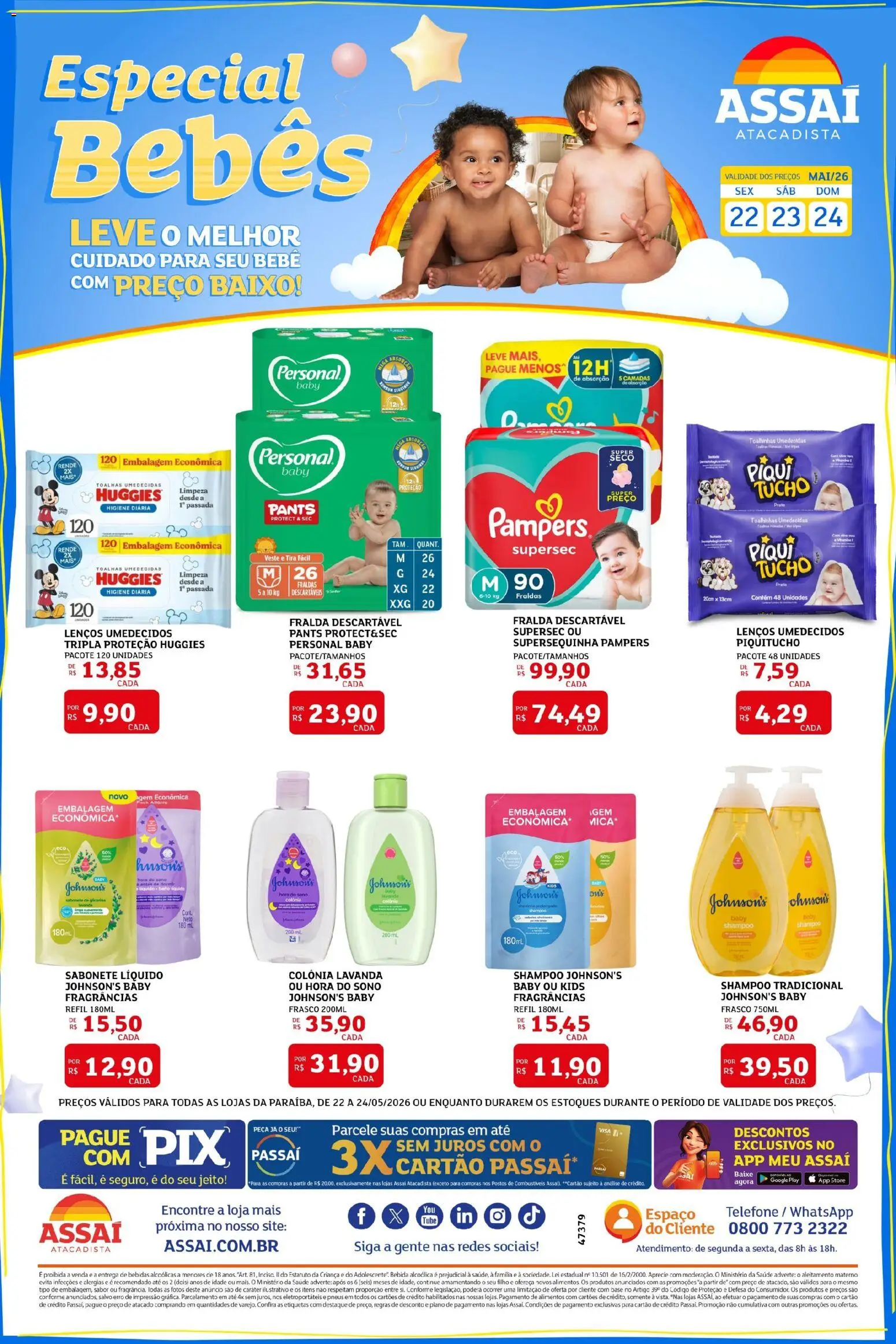 Assaí Atacadista Folheto - válido de 22.05.2026 | Página: 1 | Produtos: Shampoo, Pneus, Bebida, Sabonete líquido