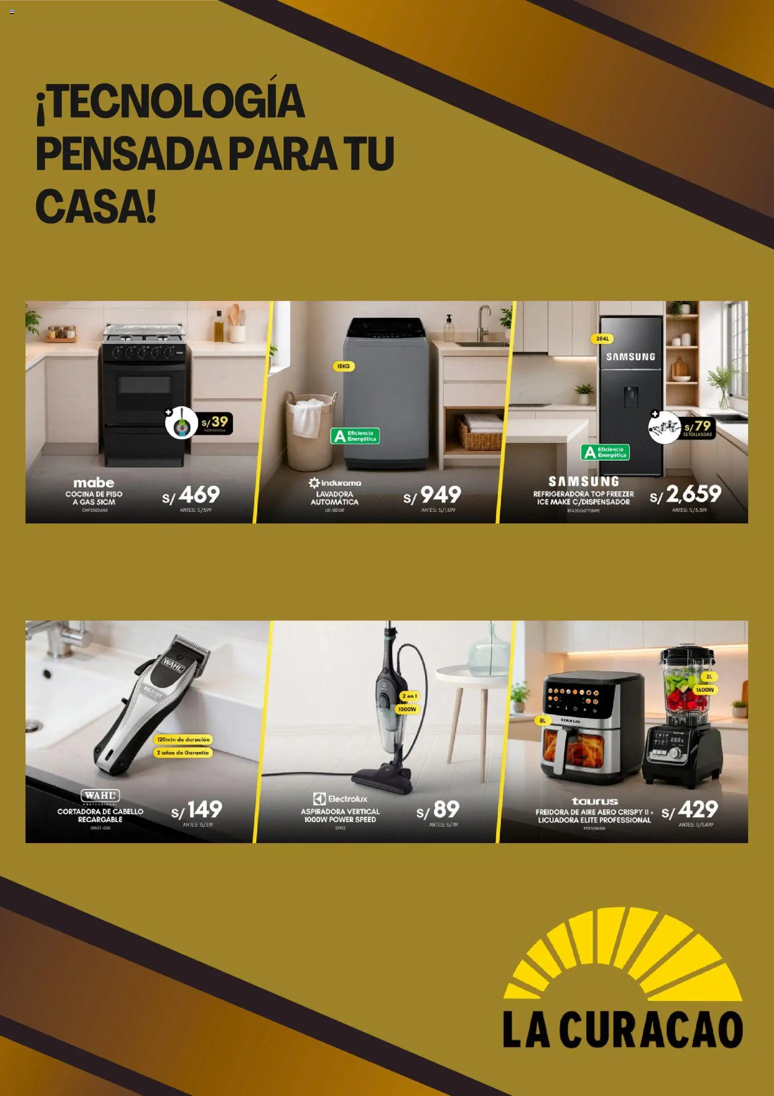 Catálogo La Curacao válido desde 17/08/2026 | Página: 3 | Productos: Lavadora, Aspiradora, Freidora de aire, Licuadora