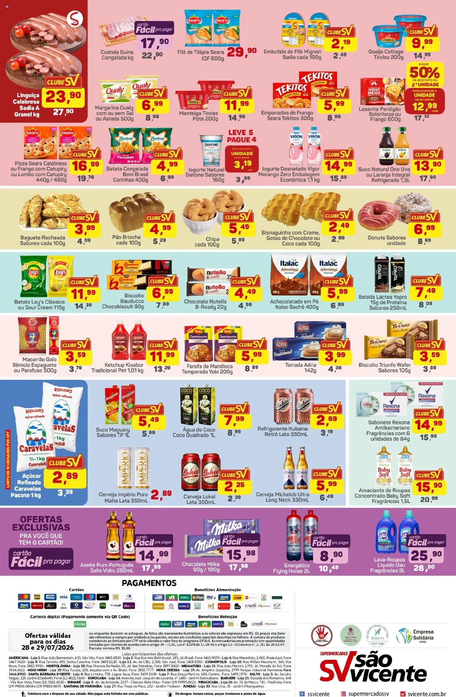 Supermercados São Vicente Folheto - válido de 28/07/2026 | Página: 2 | Produtos: Cerveja, Rexona, Refrigerante, Sal
