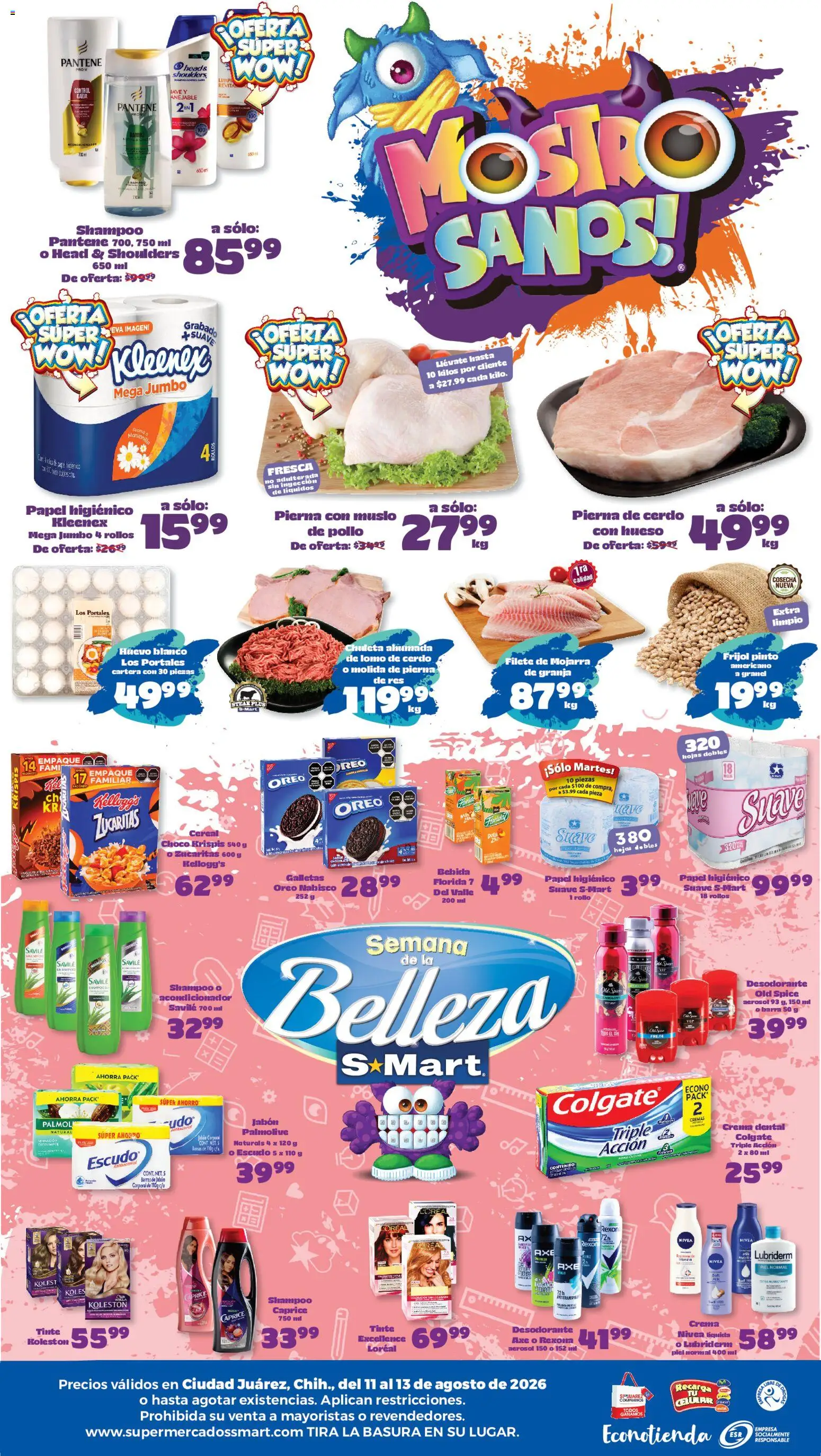 Nuevas ofertas de S-Mart válidas en toda la República Mexicana desde el 11/08/2026. ¡Encuentra las mejores ofertas en S-Mart folleto Juárez! | Página: 2 | Productos: Filete, Crema, Res, Shampoo
