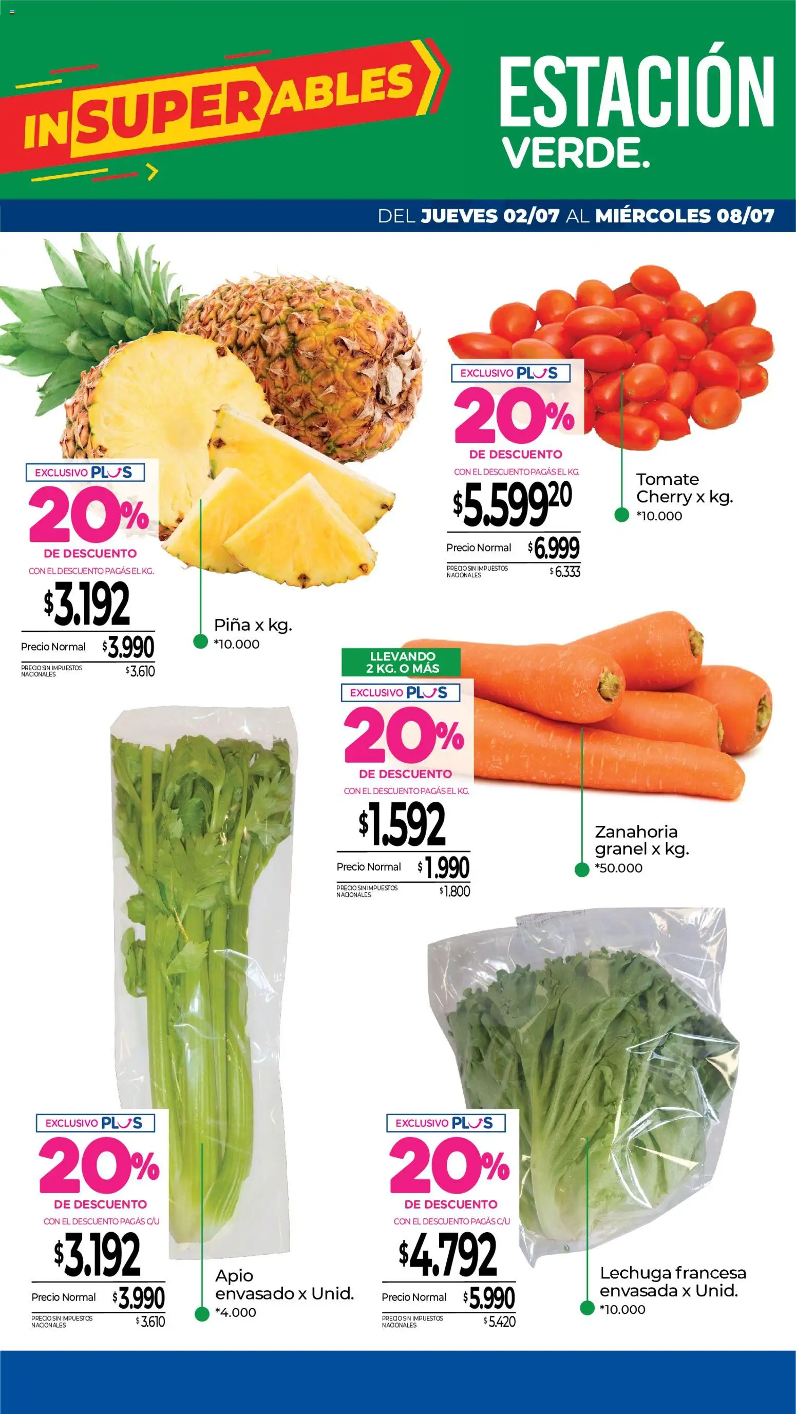 La Anonima catálogo │ válido desde el 02/07/2026 | Página: 7 | Productos: Apio, Tomate, Piña, Zanahoria