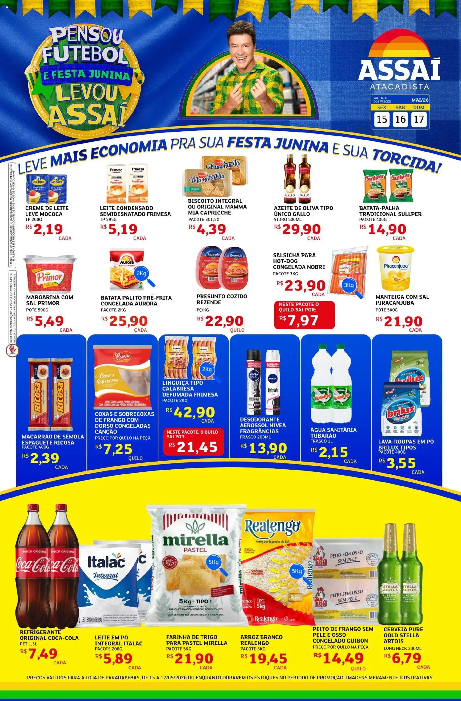 Assaí Atacadista Folheto - válido de 15.05.2026 | Página: 1 | Produtos: Presunto, Arroz, Azeite, Leite condensado