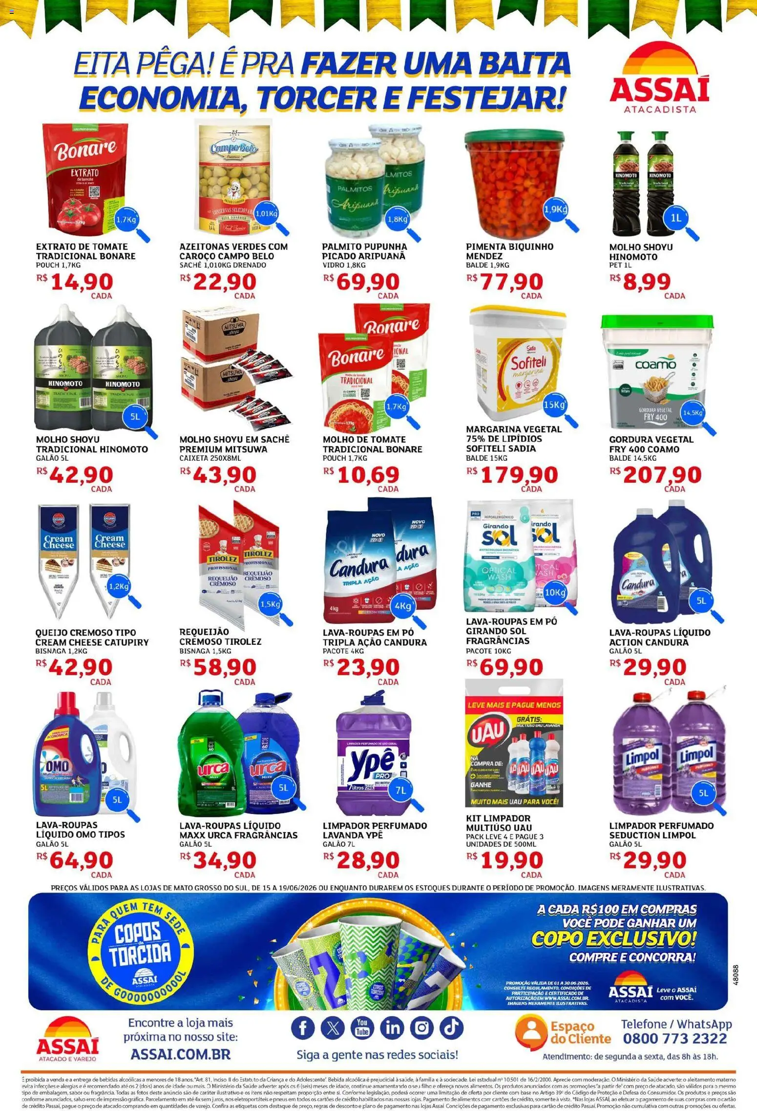 Assaí Atacadista Folheto - válido de 15.06.2026 | Página: 3 | Produtos: Pó, Pimenta, Molho de tomate, Balde