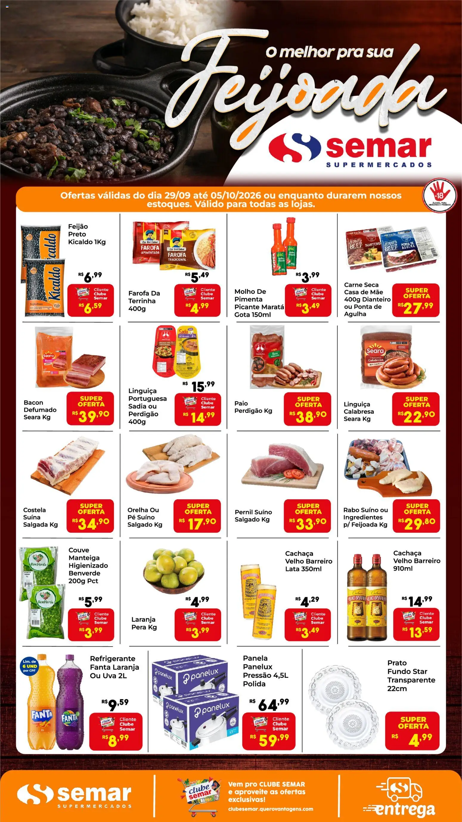 Semar Supermercado Folheto - válido de 29/09/2026 | Página: 1 | Produtos: Pera, Feijão, Panela, Uva