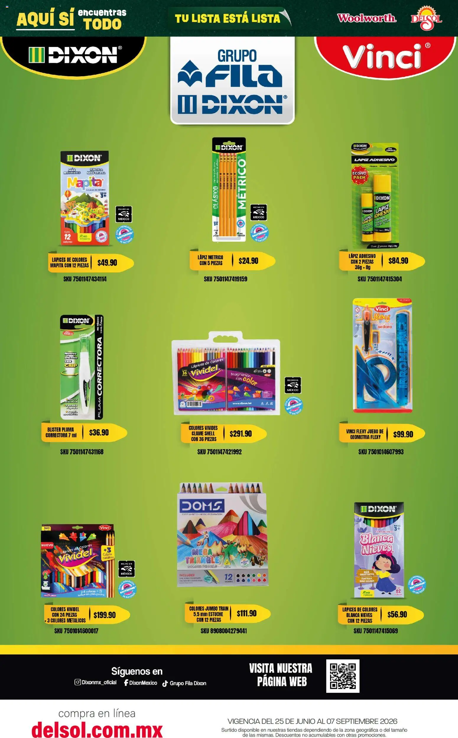 Nuevas ofertas de Del Sol y Woolworth válidas en toda la República Mexicana desde el 25/06/2026. ¡Encuentra las mejores ofertas en Del Sol y Woolworth catálogo Back To School! | Página: 17 | Productos: Estuche, Juego
