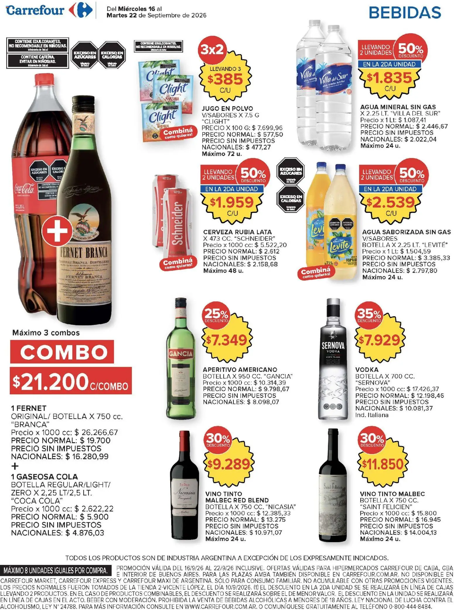 Carrefour - Carrefour Hiper Ofertas │ válido desde el 16/09/2026 | Página: 12 | Productos: Vodka, Teléfono, Pomelo, Jugo