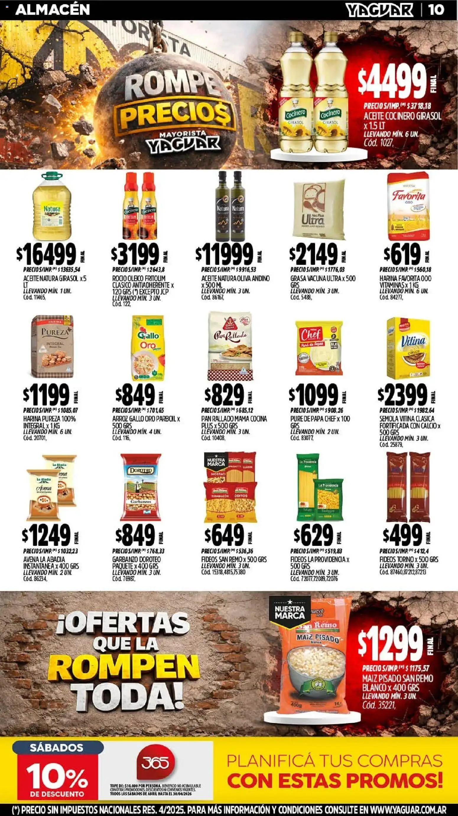 Yaguar catálogo │ válido desde el 20.04.2026 | Página: 10 | Productos: Avena, Garbanzos, Oliva, Arroz