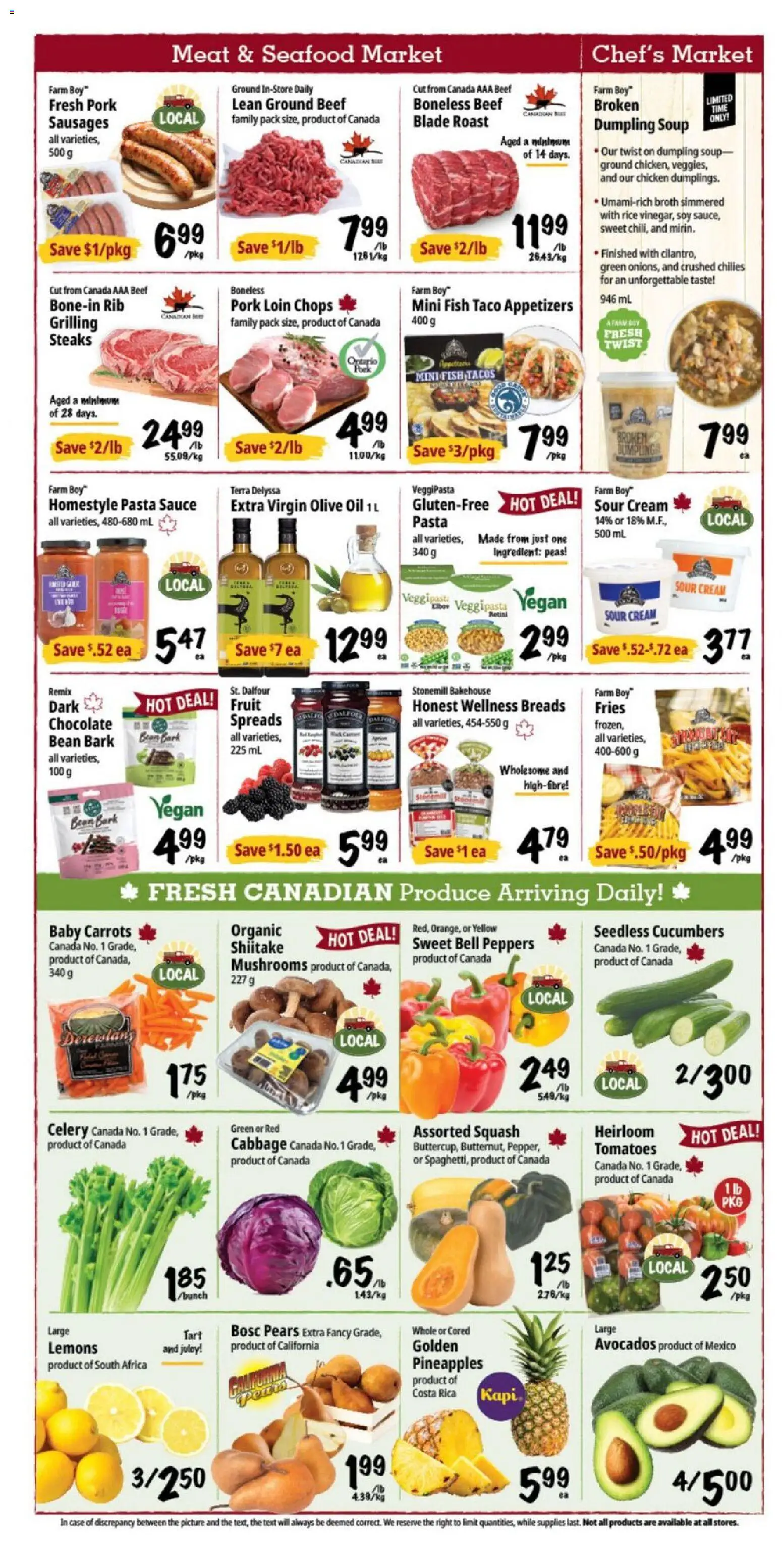 Farm Boy flyer valid from Sep 17, 2026 | Page: 2 | Products: Fries, Ground beef, Olive oil, Pears