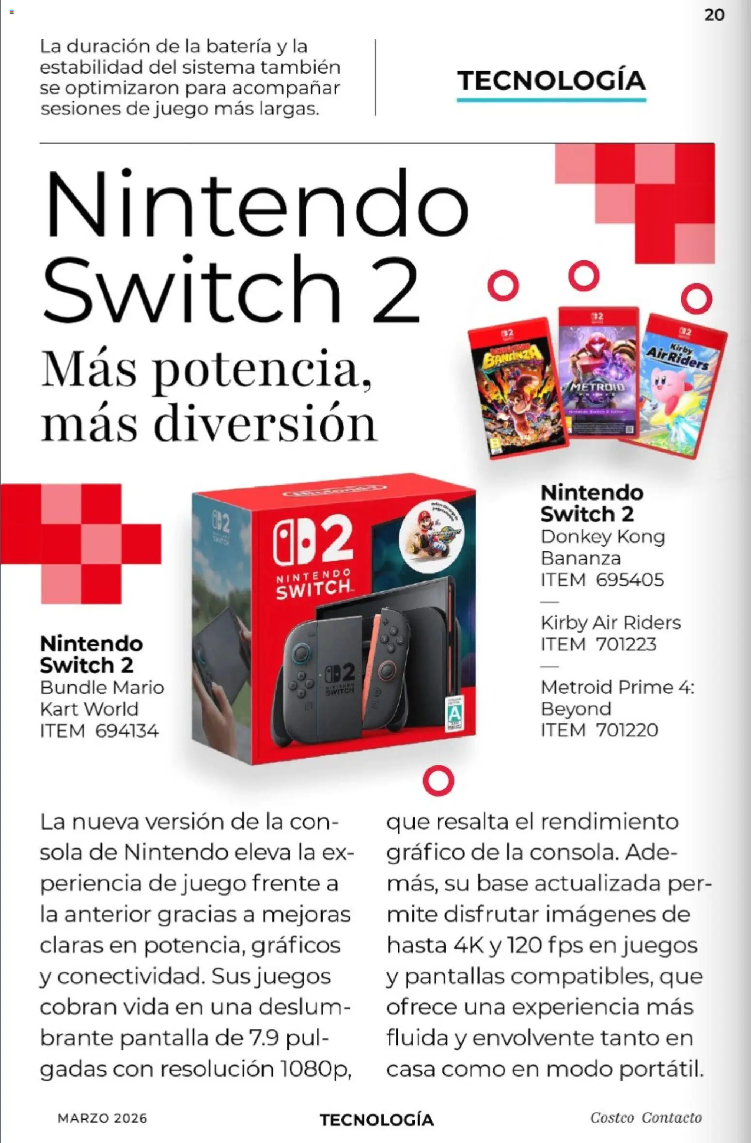 Nuevas ofertas de Costco válidas en toda la República Mexicana desde el 01.03.2026. ¡Encuentra las mejores ofertas en Costco Revista de marzo! | Página: 20 | Productos: Pantallas, Juego, Batería