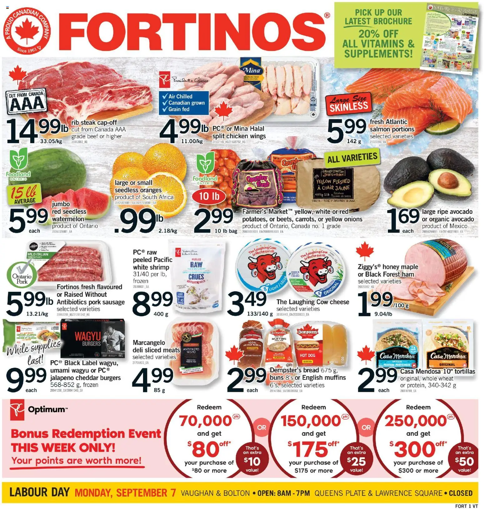 Fortinos flyer valid from Sep 3, 2026 | Page: 1 | Products: PC, Cheese, Chicken, Oranges